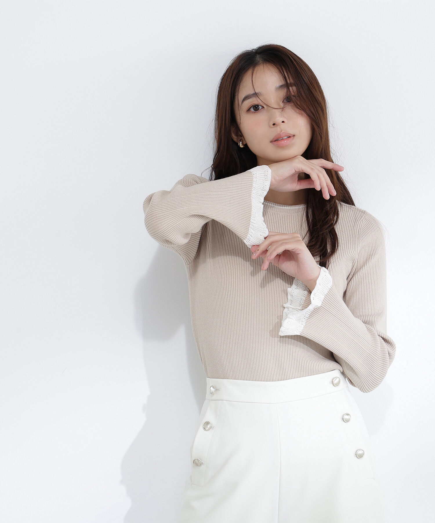  「レーシーカフスリブニット」|ニット・セーター|