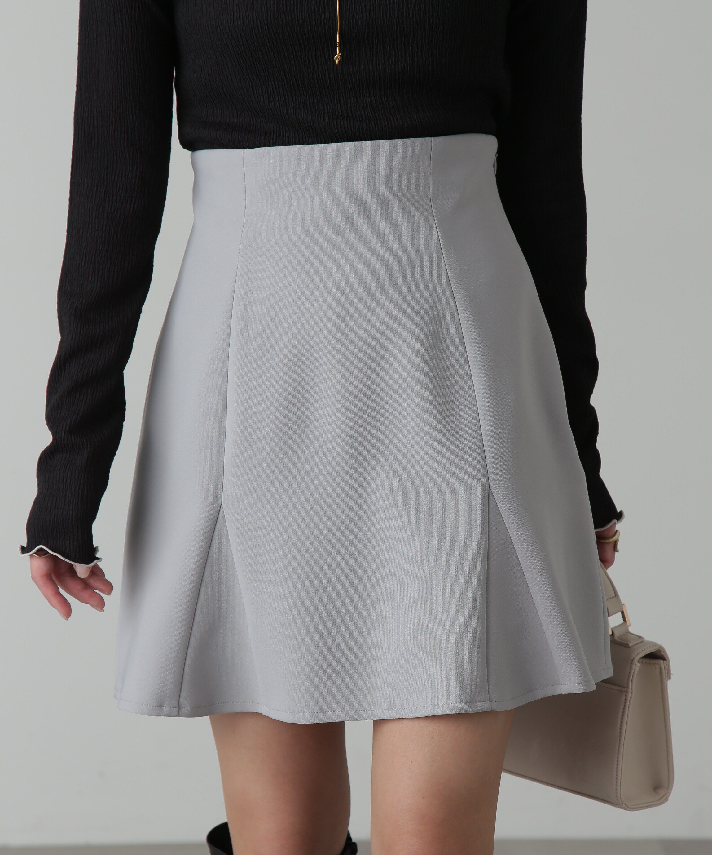  「ハイウエストマーメイドミニスカパン」|スカート|グレー