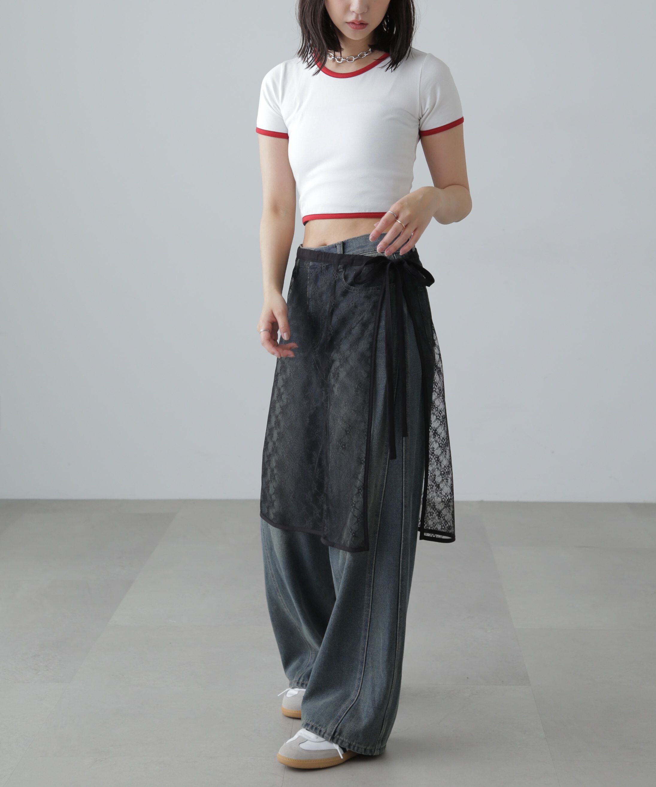  「ショート丈リンガーTシャツ」|Tシャツ・カットソー|