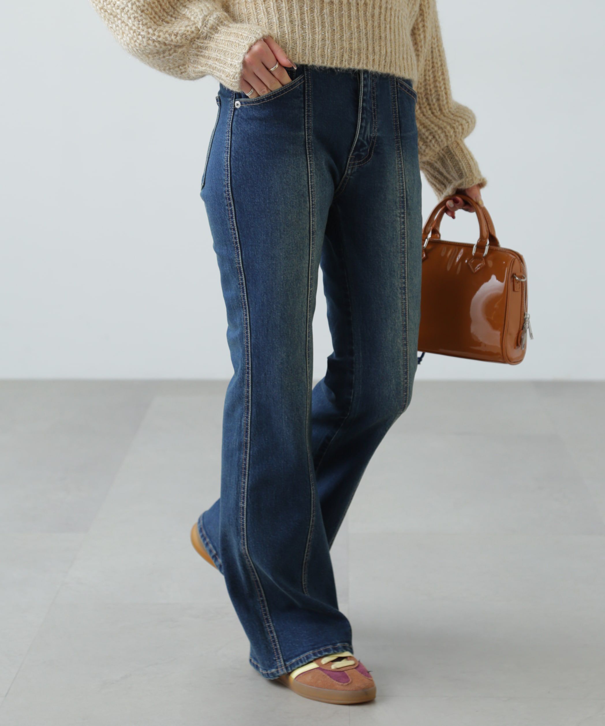  「[低身長サイズ/Sシリーズ]フロントシームフレアストレッチデニムパンツ」|その他|