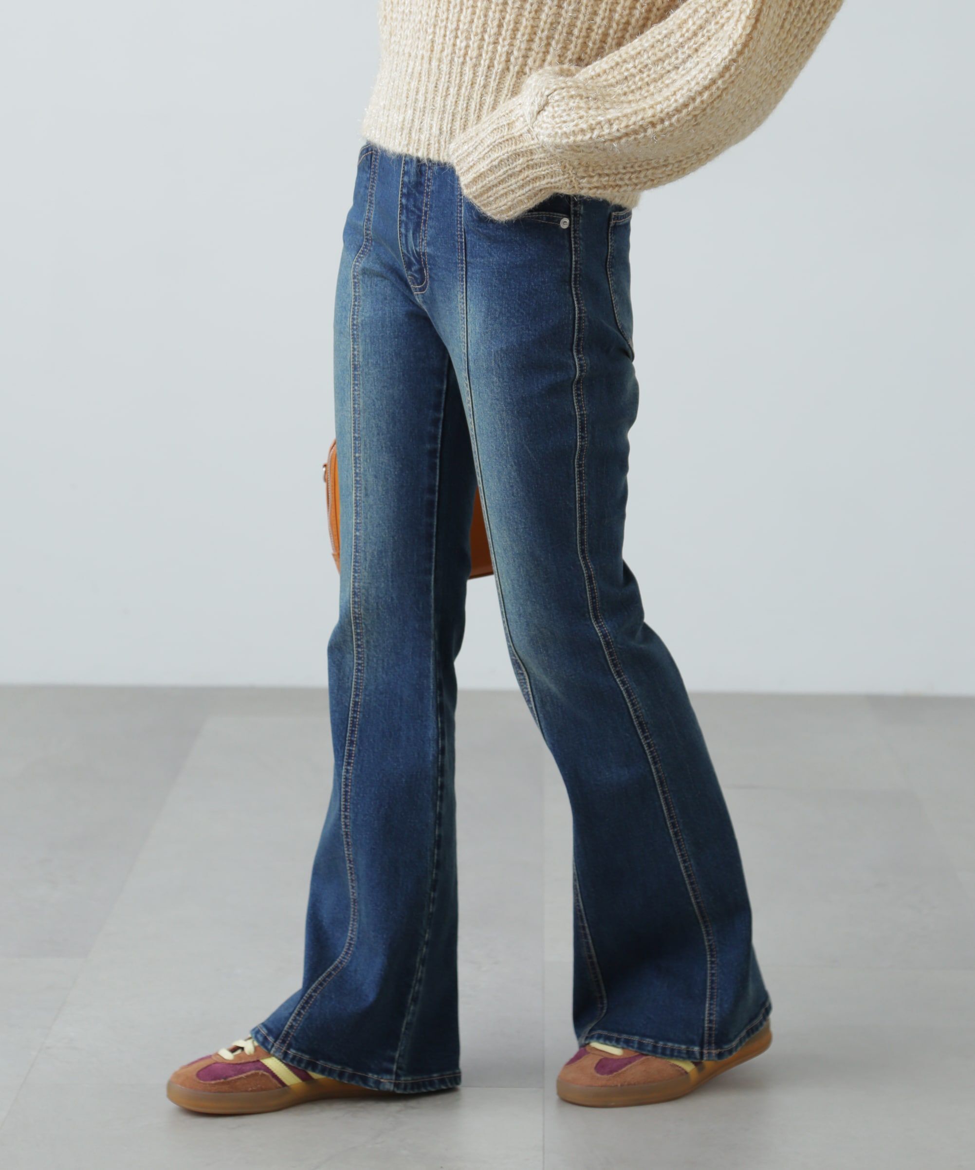  「[低身長サイズ/Sシリーズ]フロントシームフレアストレッチデニムパンツ」|その他|