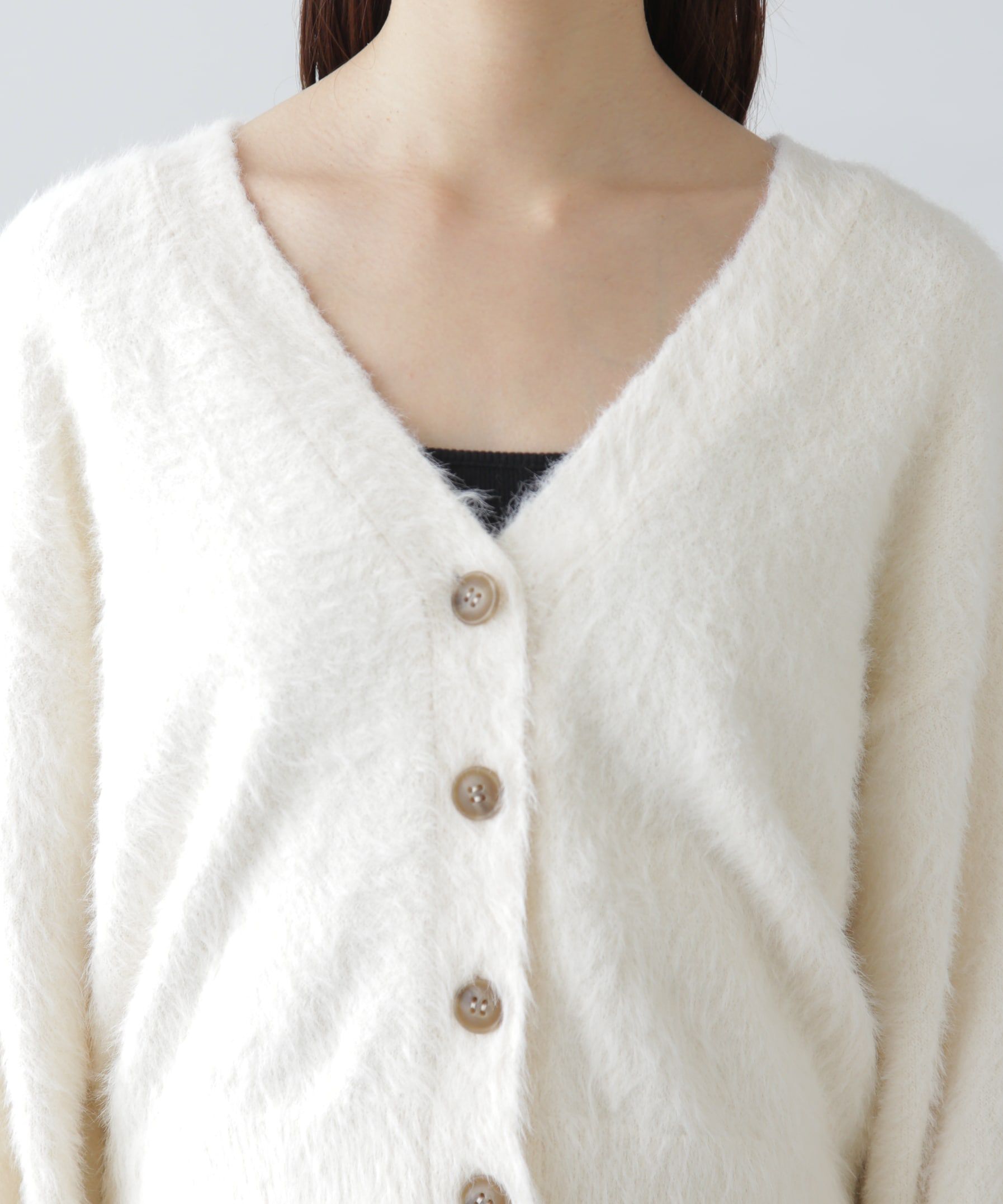  「Vネックシャギーカーディガン」|ニット・セーター|