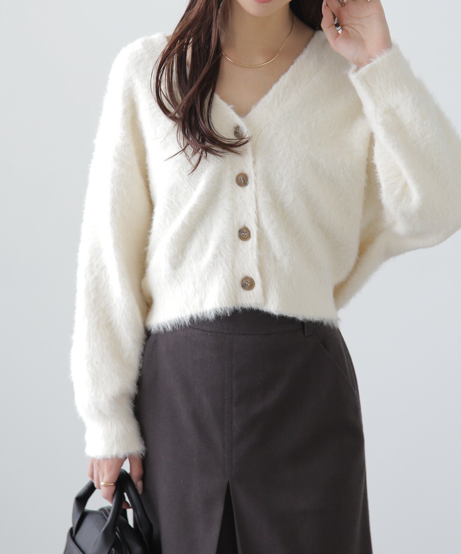  「Vネックシャギーカーディガン」|ニット・セーター|