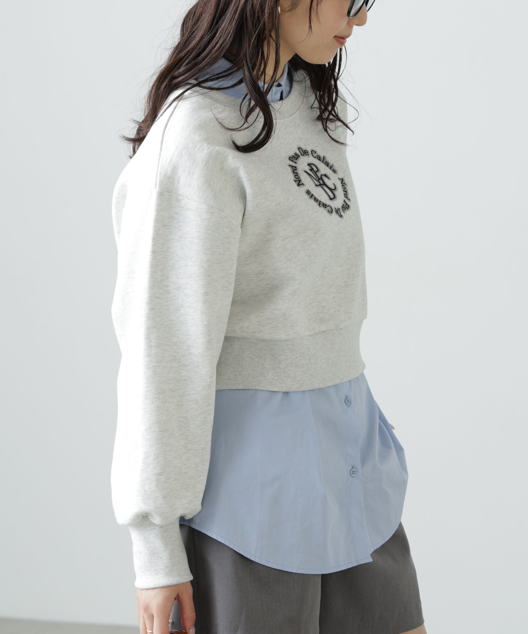  「サークルロゴ刺繍ショート丈スウェット」|Tシャツ・カットソー|