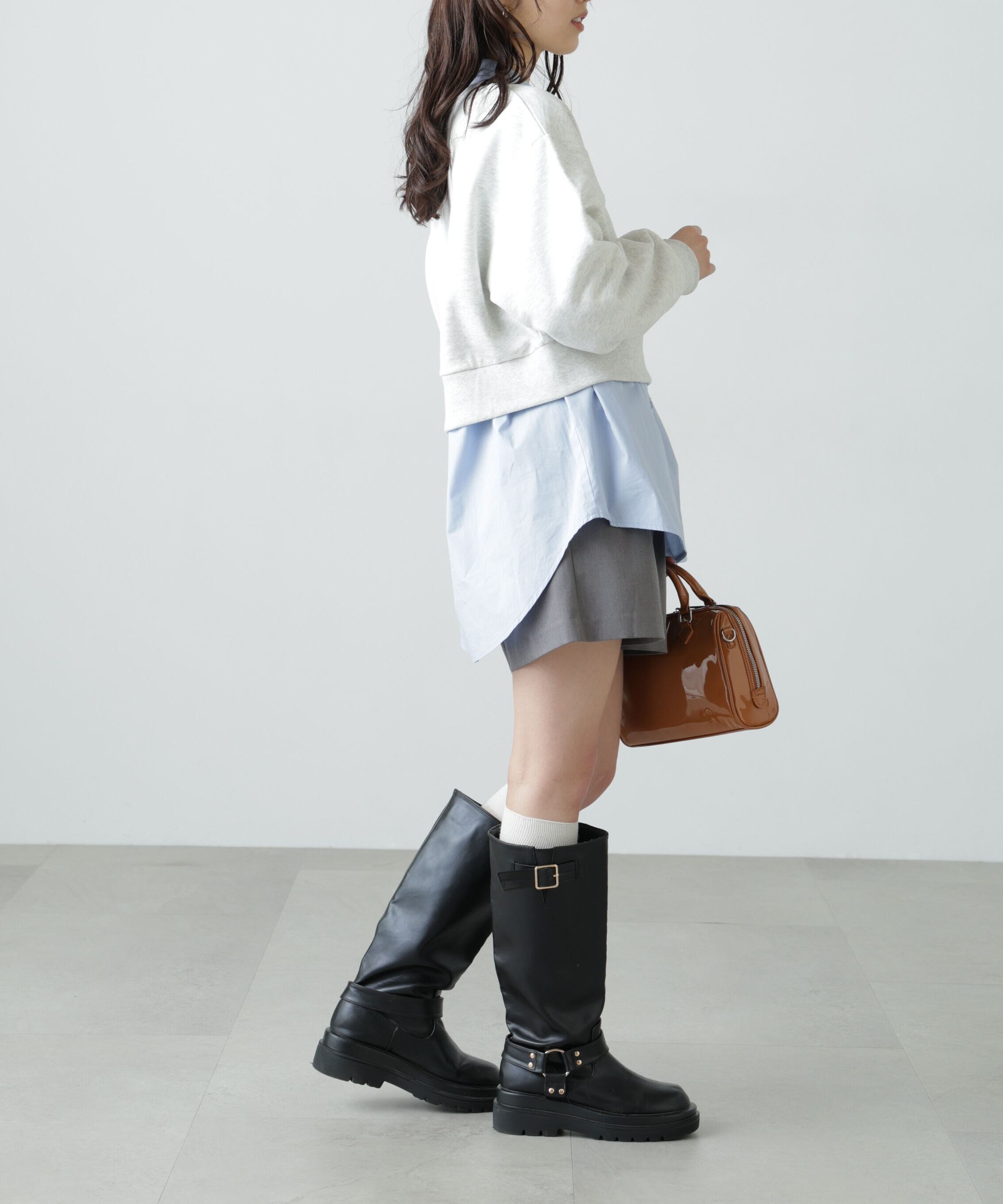  「サークルロゴ刺繍ショート丈スウェット」|Tシャツ・カットソー|