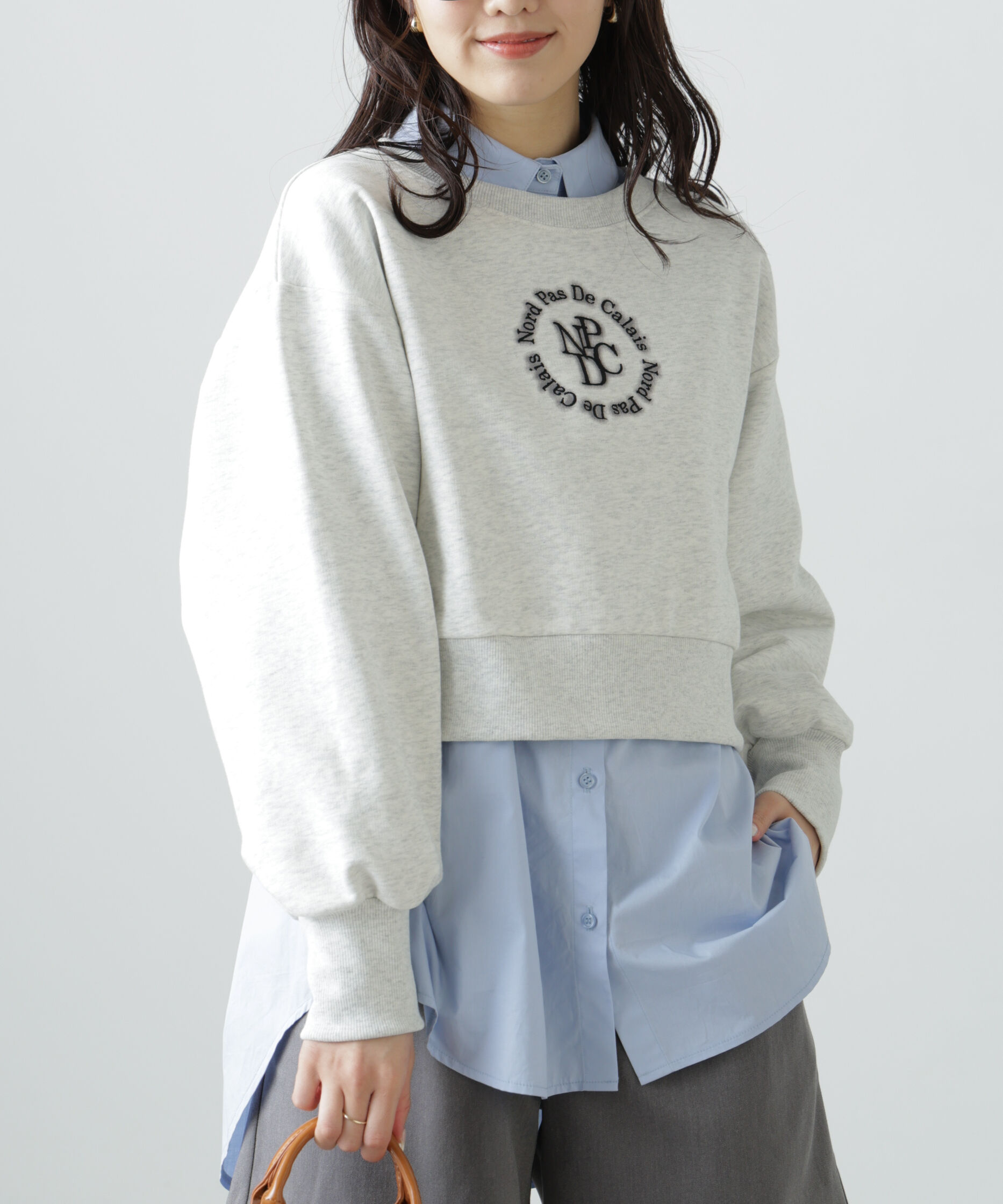  「サークルロゴ刺繍ショート丈スウェット」|Tシャツ・カットソー|