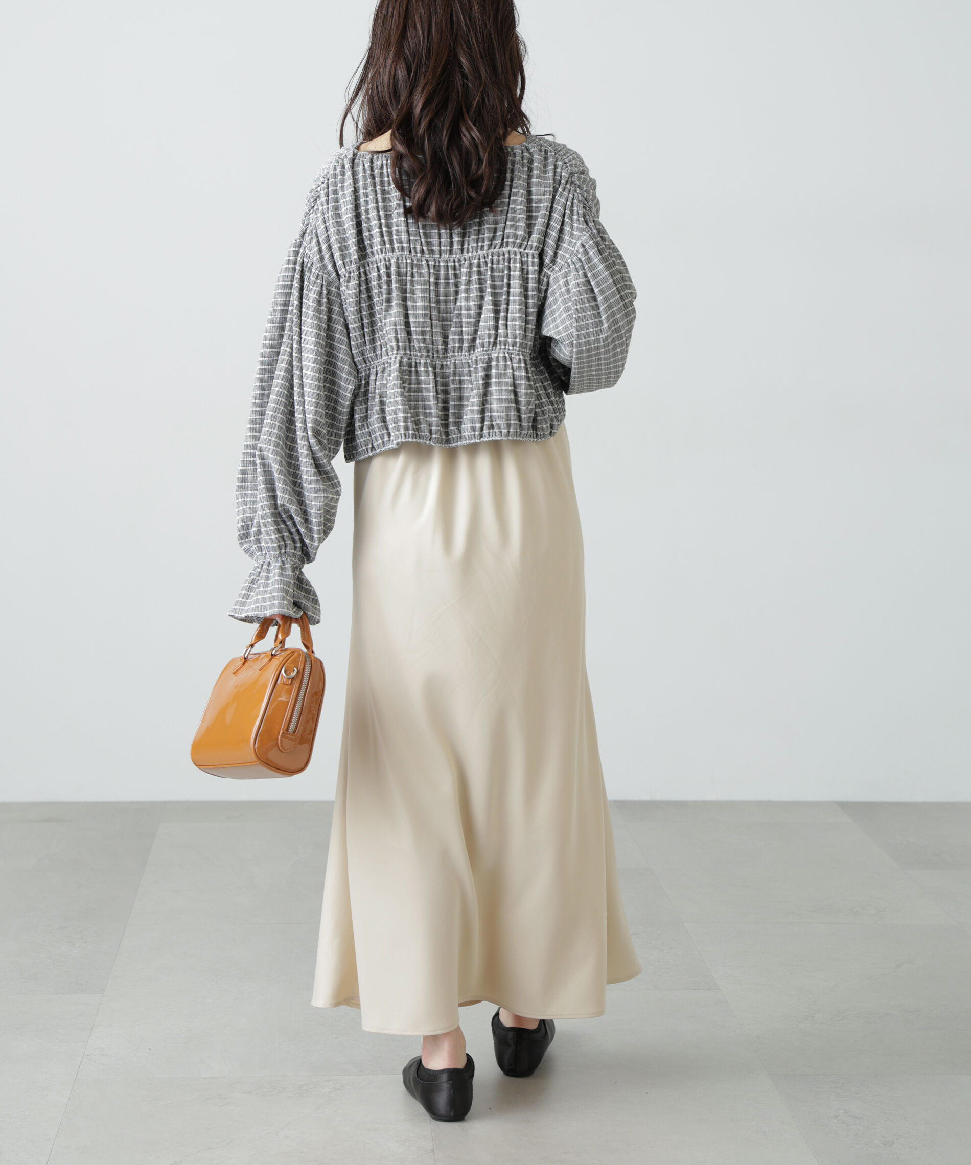  「シアーギャザー前開き短丈ブラウス」|シャツ・ブラウス|