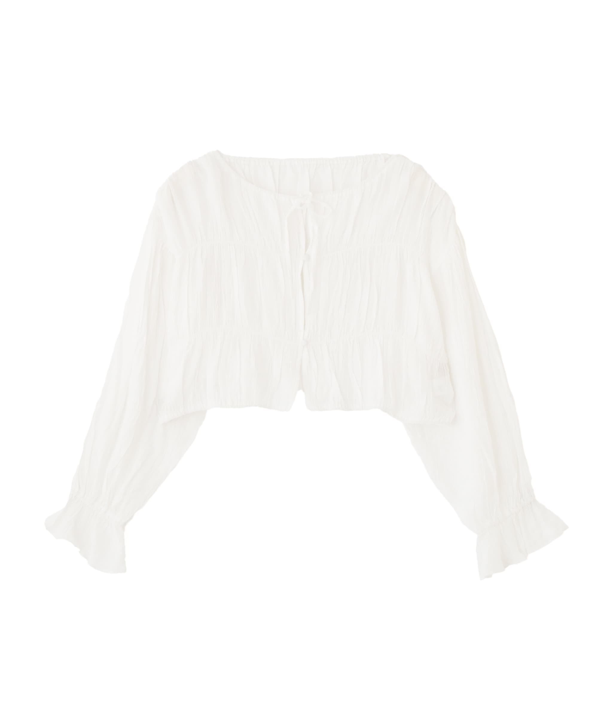  「シアーギャザー前開き短丈ブラウス」|シャツ・ブラウス|