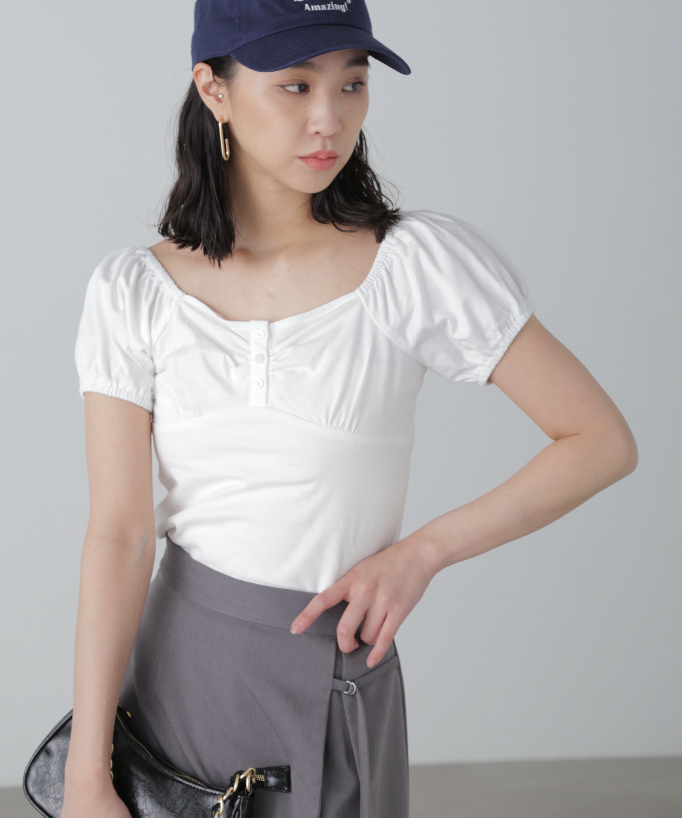  「オフショルギャザーカットソー」|Tシャツ・カットソー|