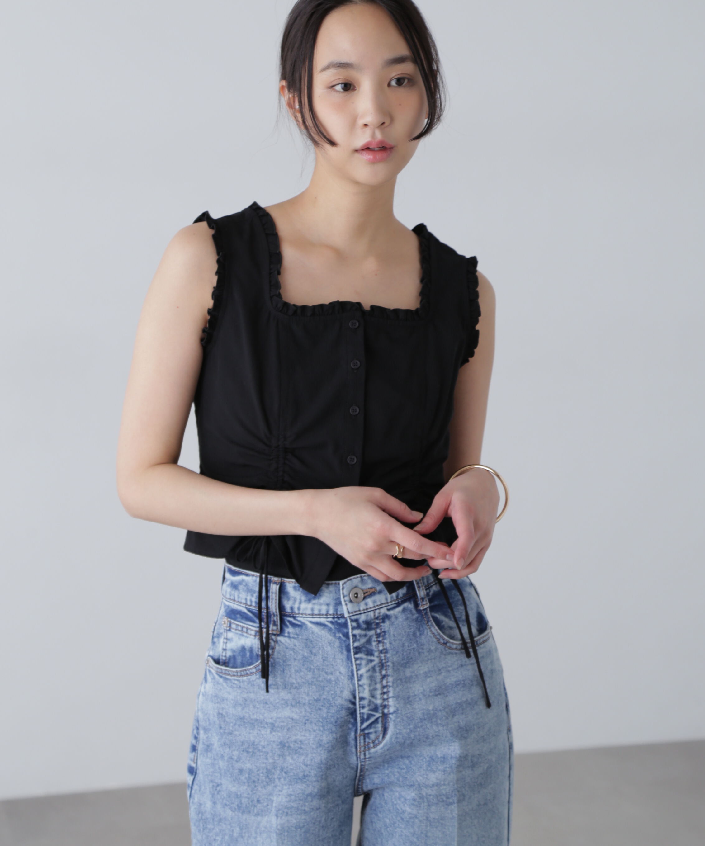  「ドロストノースリーブブラウス」|シャツ・ブラウス|