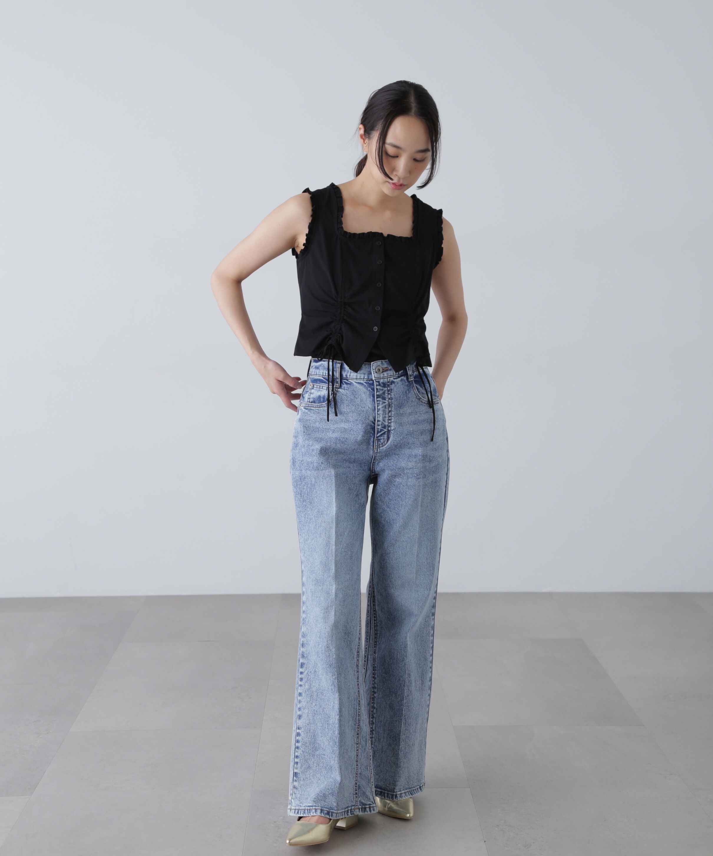  「ドロストノースリーブブラウス」|シャツ・ブラウス|