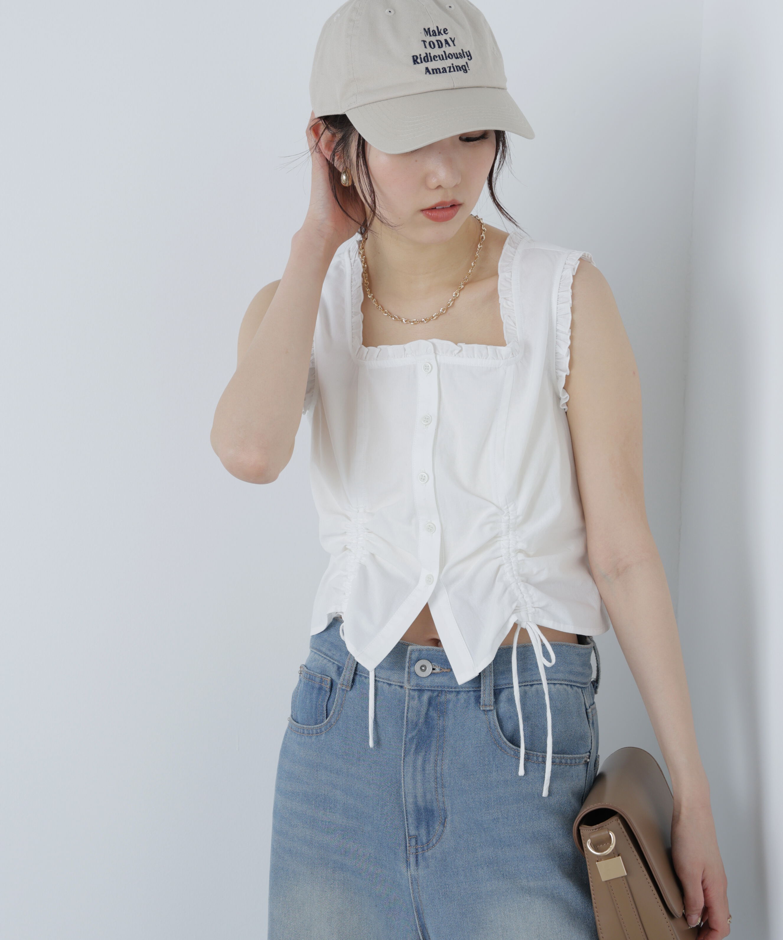  「ドロストノースリーブブラウス」|シャツ・ブラウス|