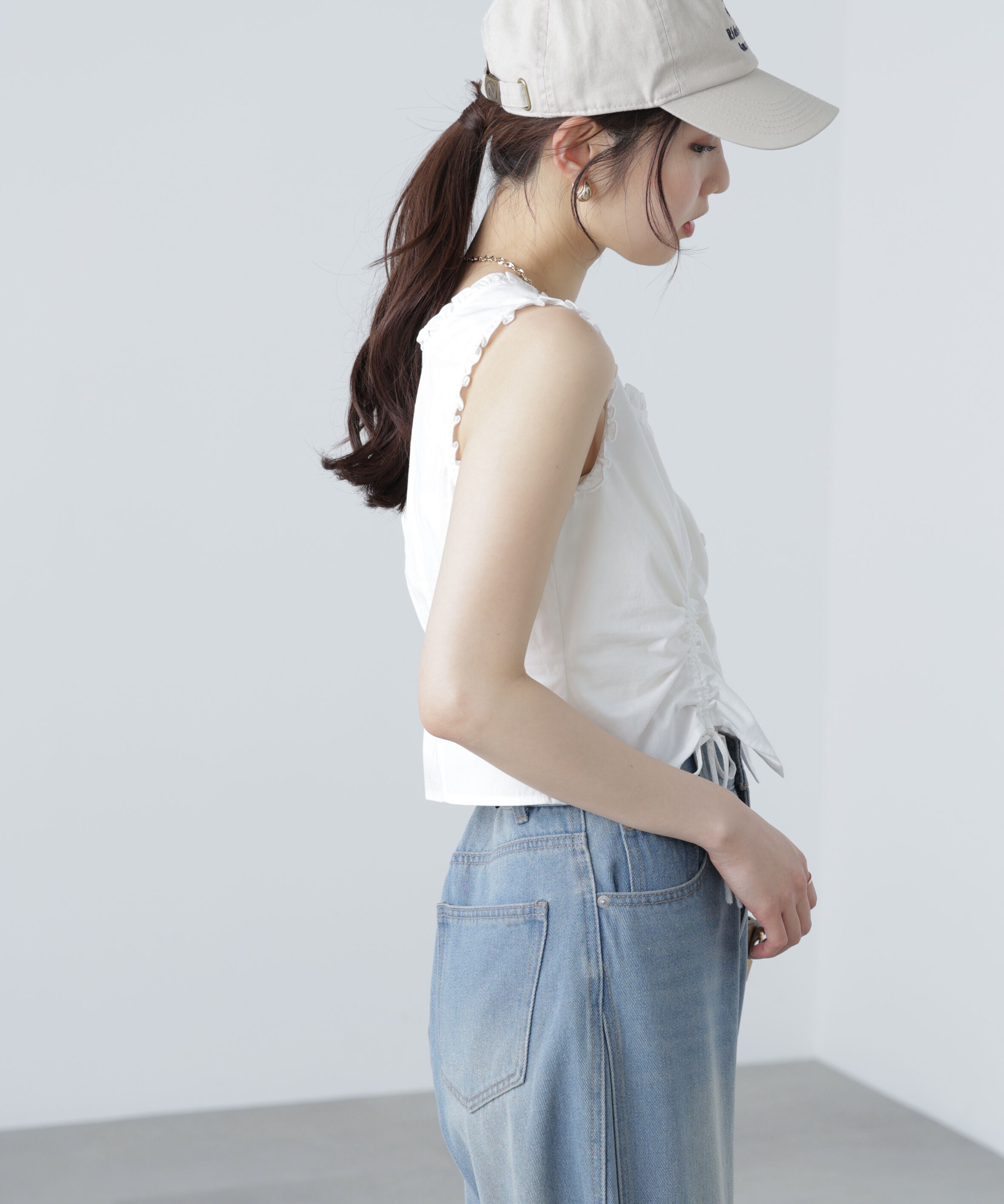  「ドロストノースリーブブラウス」|シャツ・ブラウス|