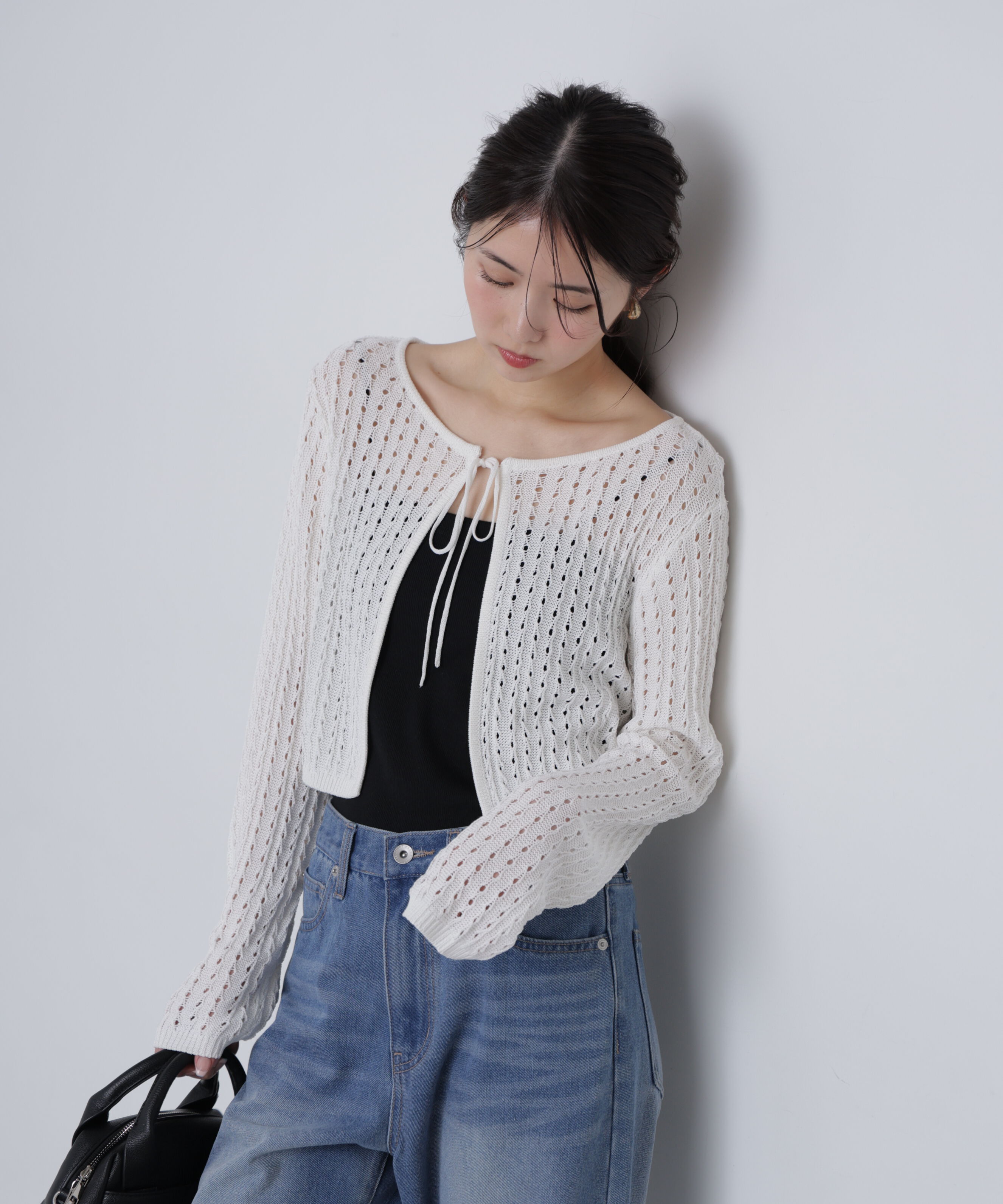  「透かし編みリボンボレロ」|ニット・セーター|
