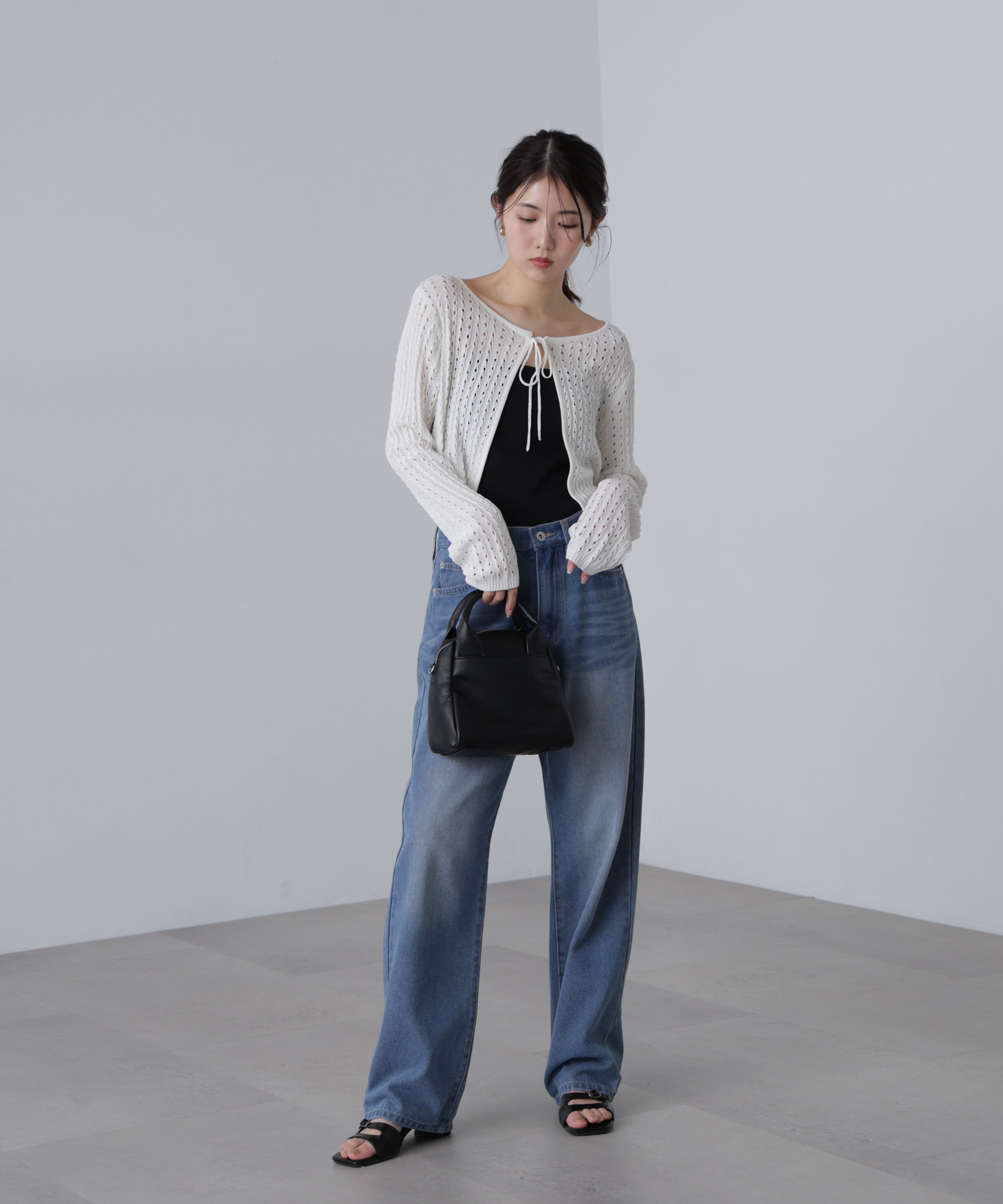  「透かし編みリボンボレロ」|ニット・セーター|