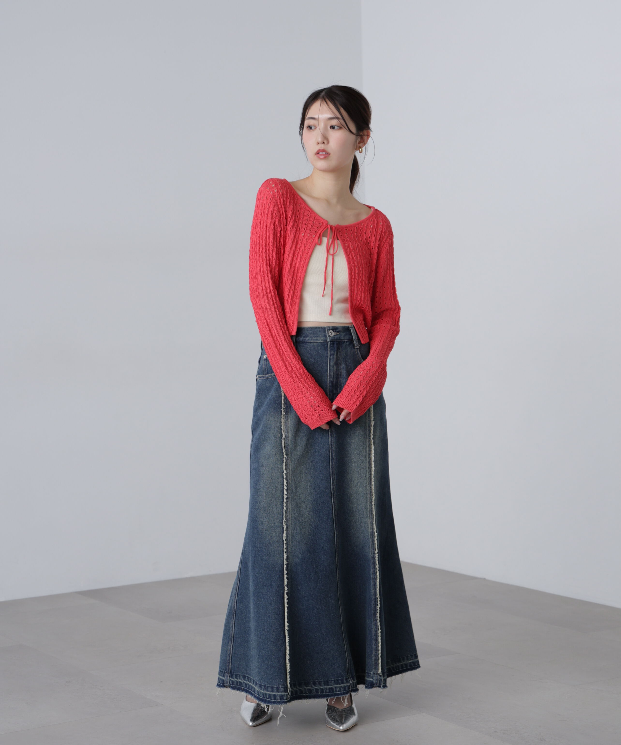  「透かし編みリボンボレロ」|ニット・セーター|