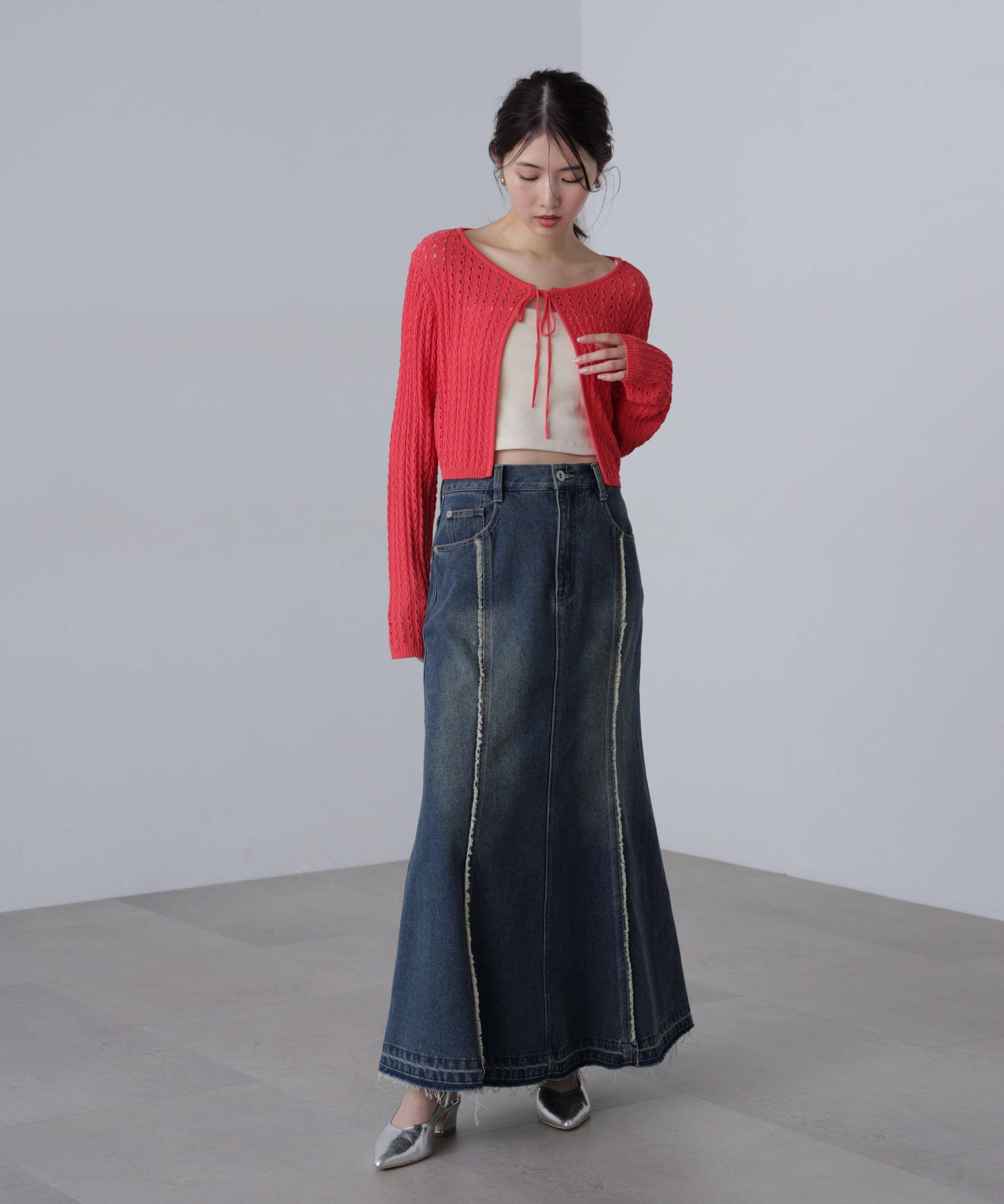  「透かし編みリボンボレロ」|ニット・セーター|