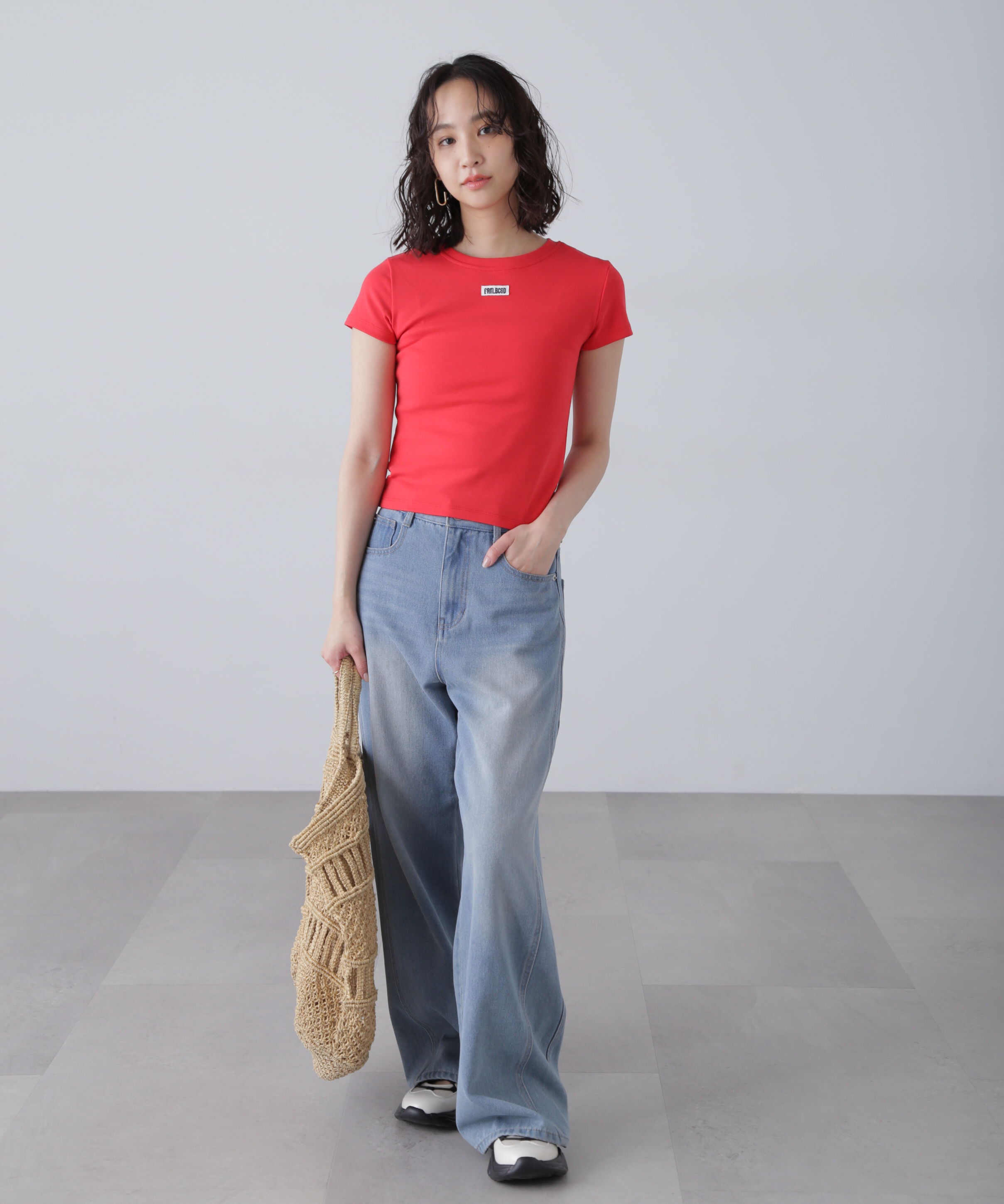  「ロゴ刺繍タグTシャツ」|Tシャツ・カットソー|