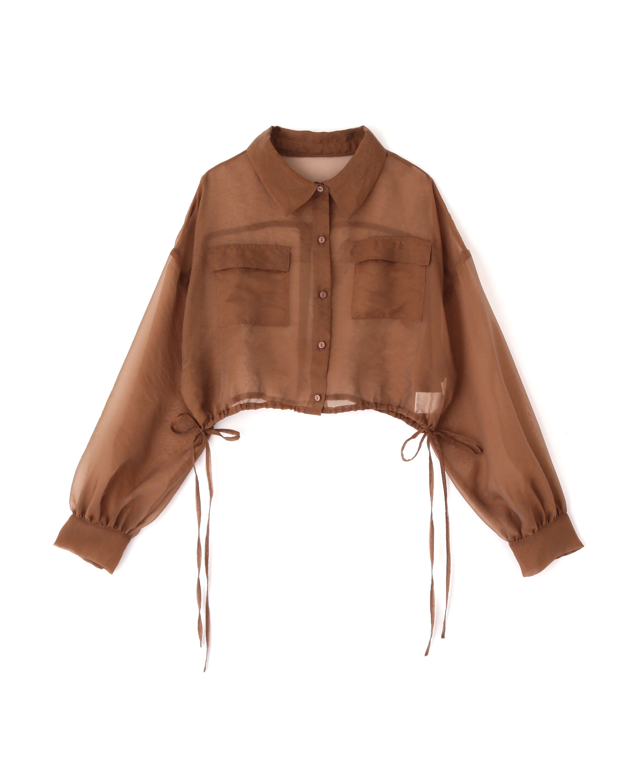  「裾ドロストショート丈シアーシャツ」|シャツ・ブラウス|