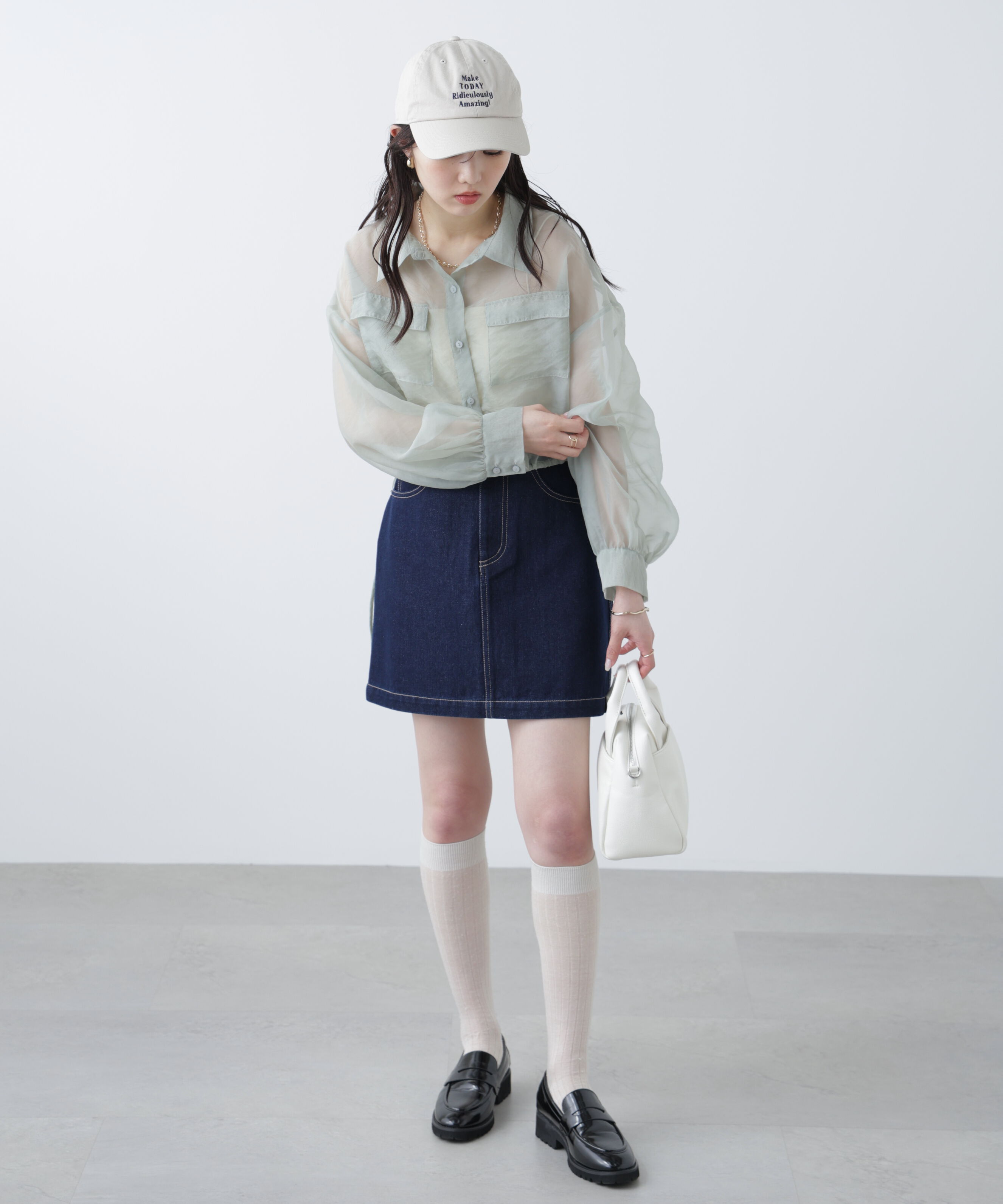  「裾ドロストショート丈シアーシャツ」|シャツ・ブラウス|