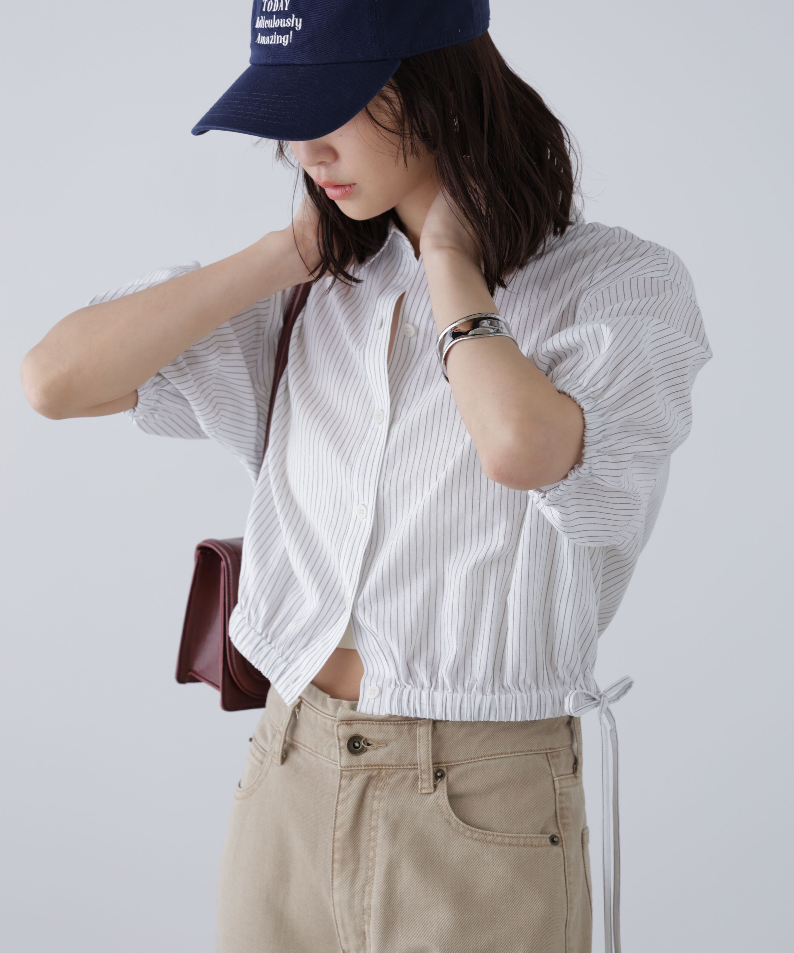  「裾ドロスト半袖ブラウス」|シャツ・ブラウス|