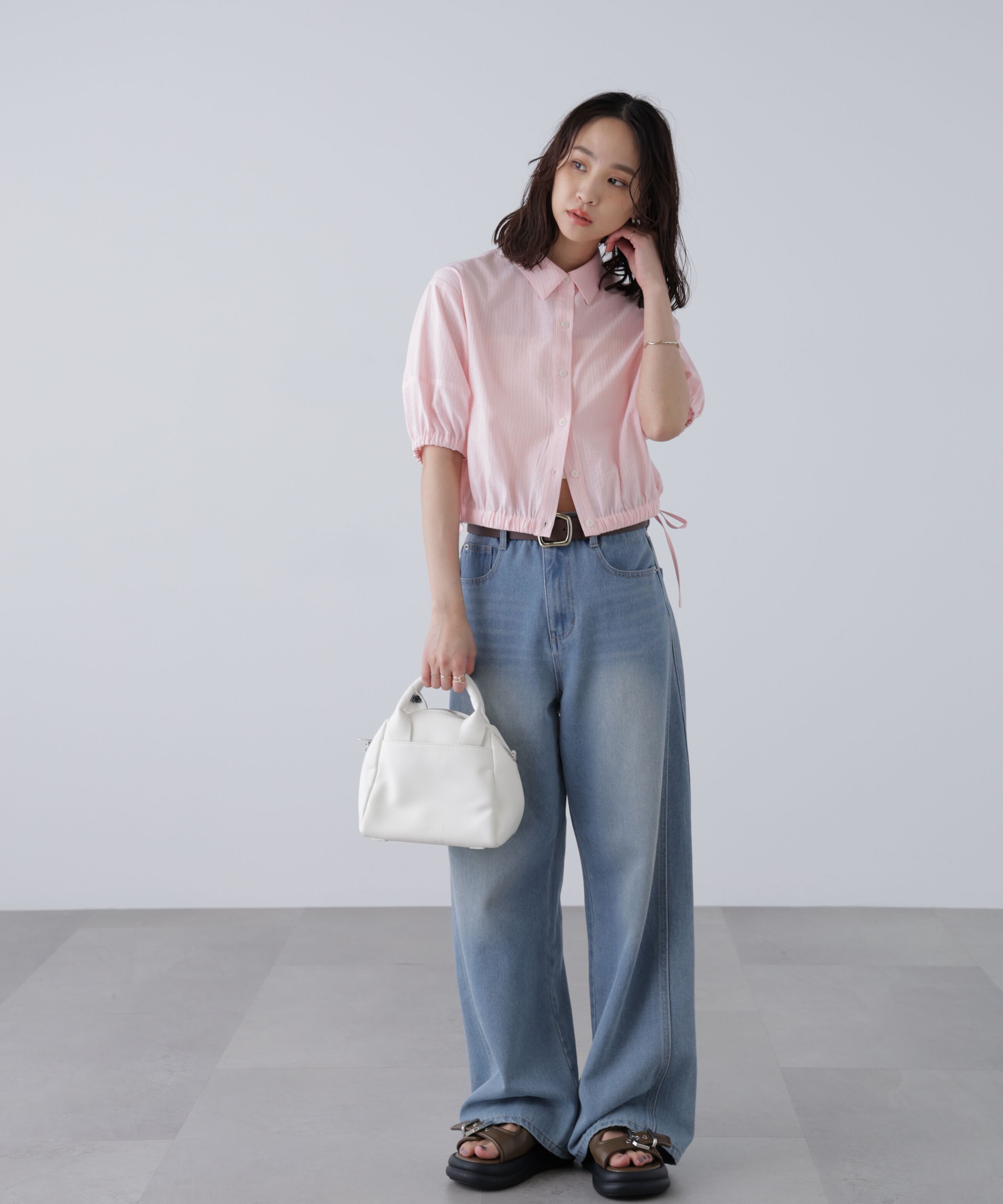  「裾ドロスト半袖ブラウス」|シャツ・ブラウス|