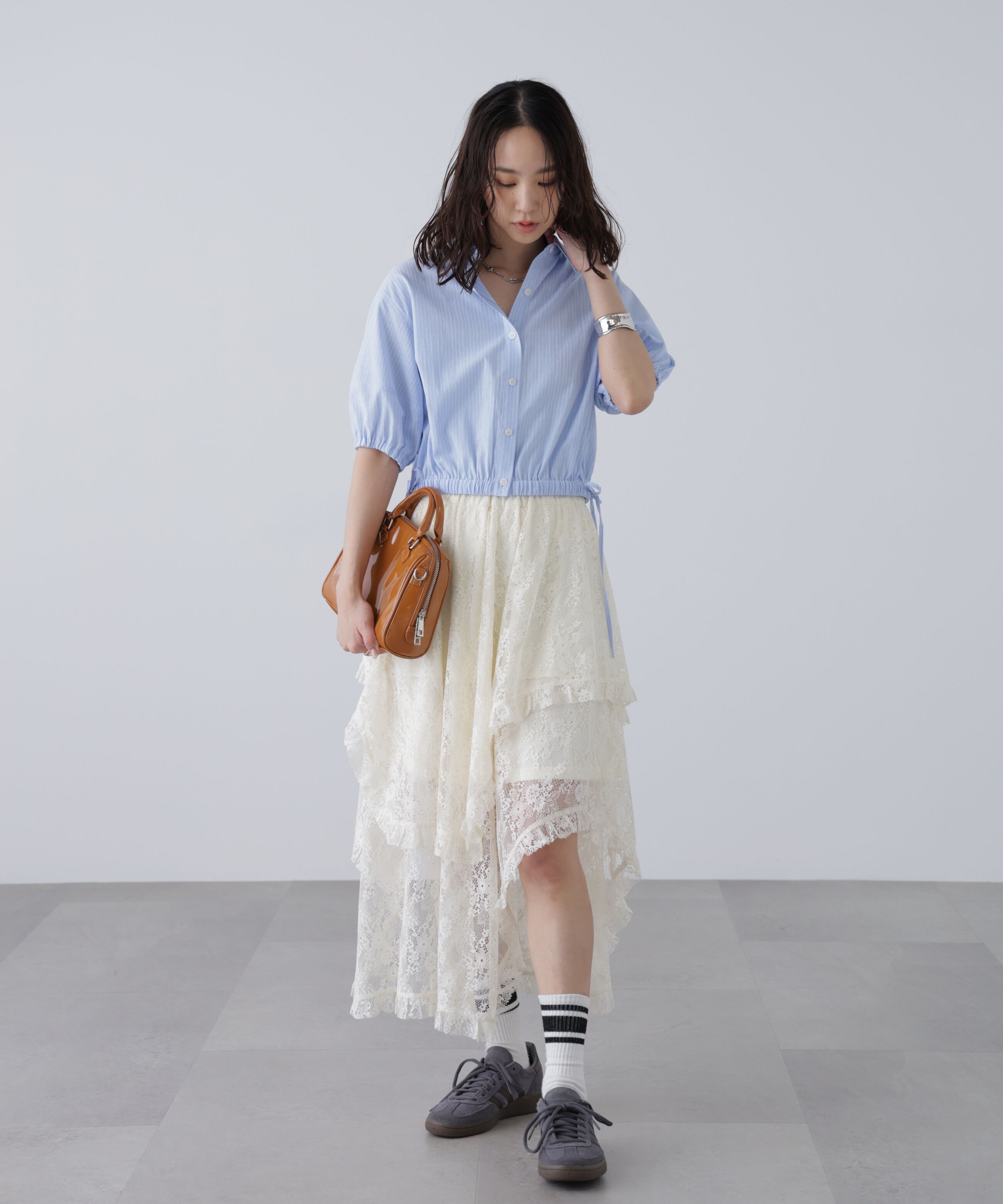  「裾ドロスト半袖ブラウス」|シャツ・ブラウス|