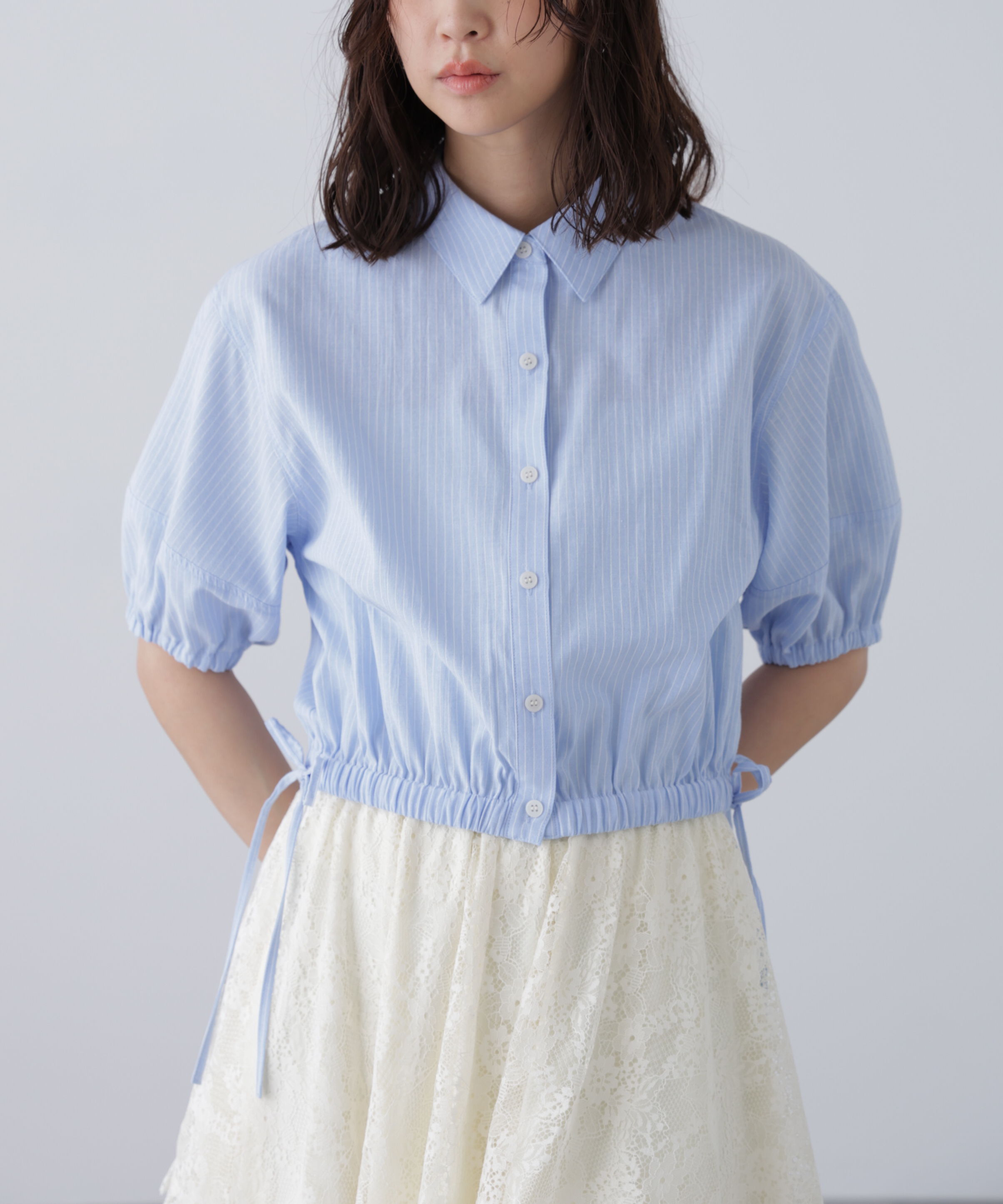  「裾ドロスト半袖ブラウス」|シャツ・ブラウス|
