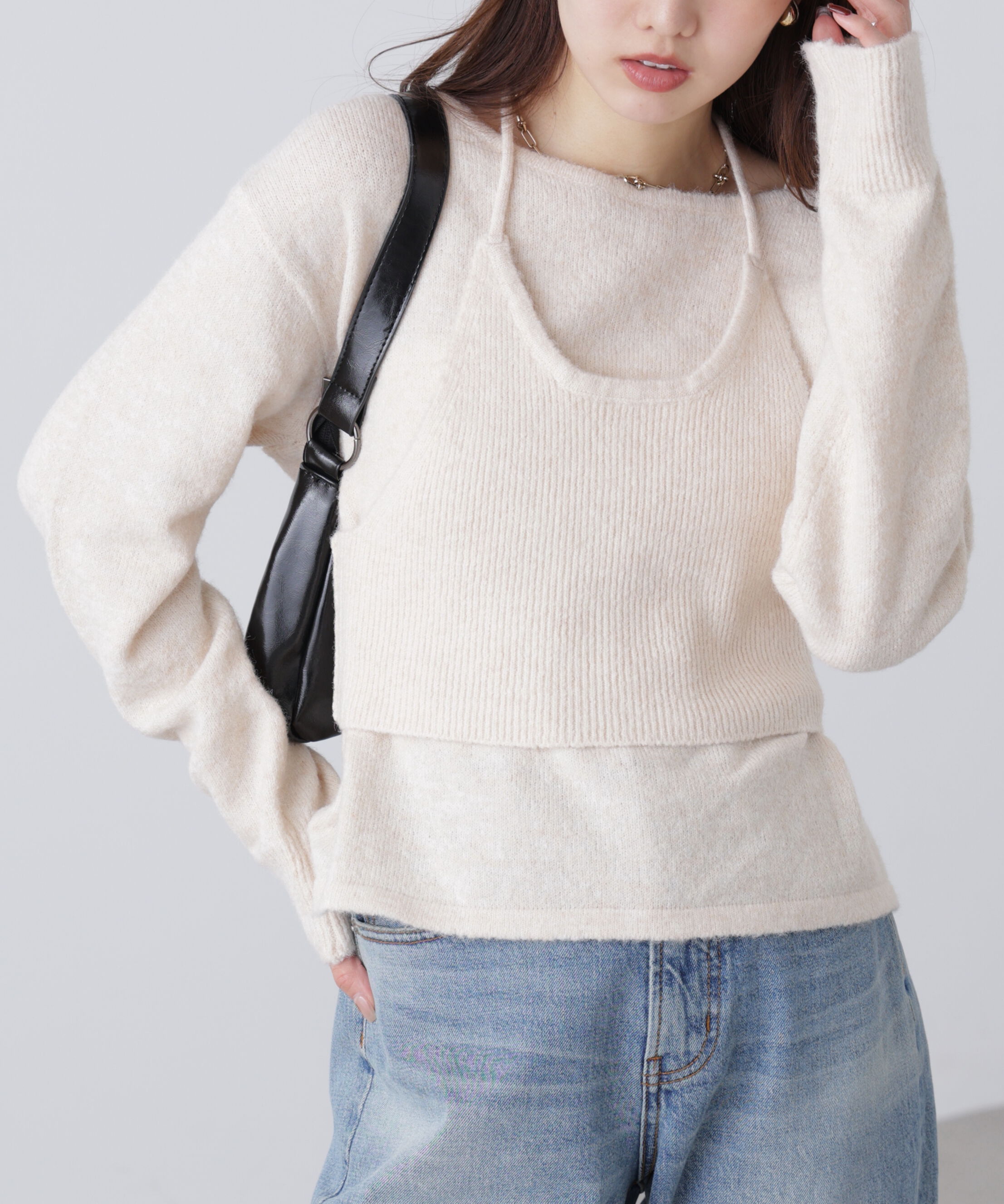  「ホルターネックビスチェセットニット」|ニット・セーター|オフ