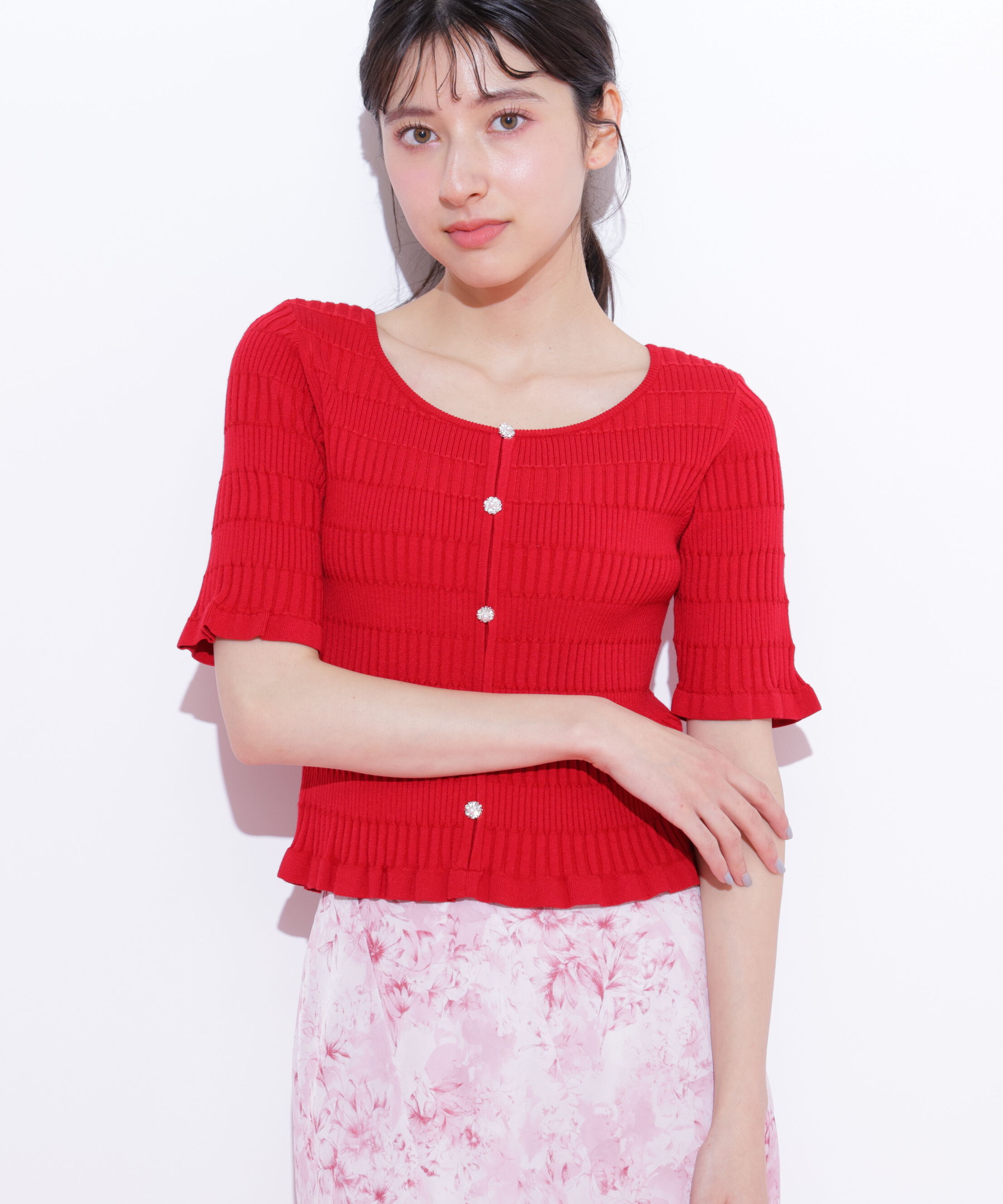  「前後2way変形リブニット」|ニット・セーター|