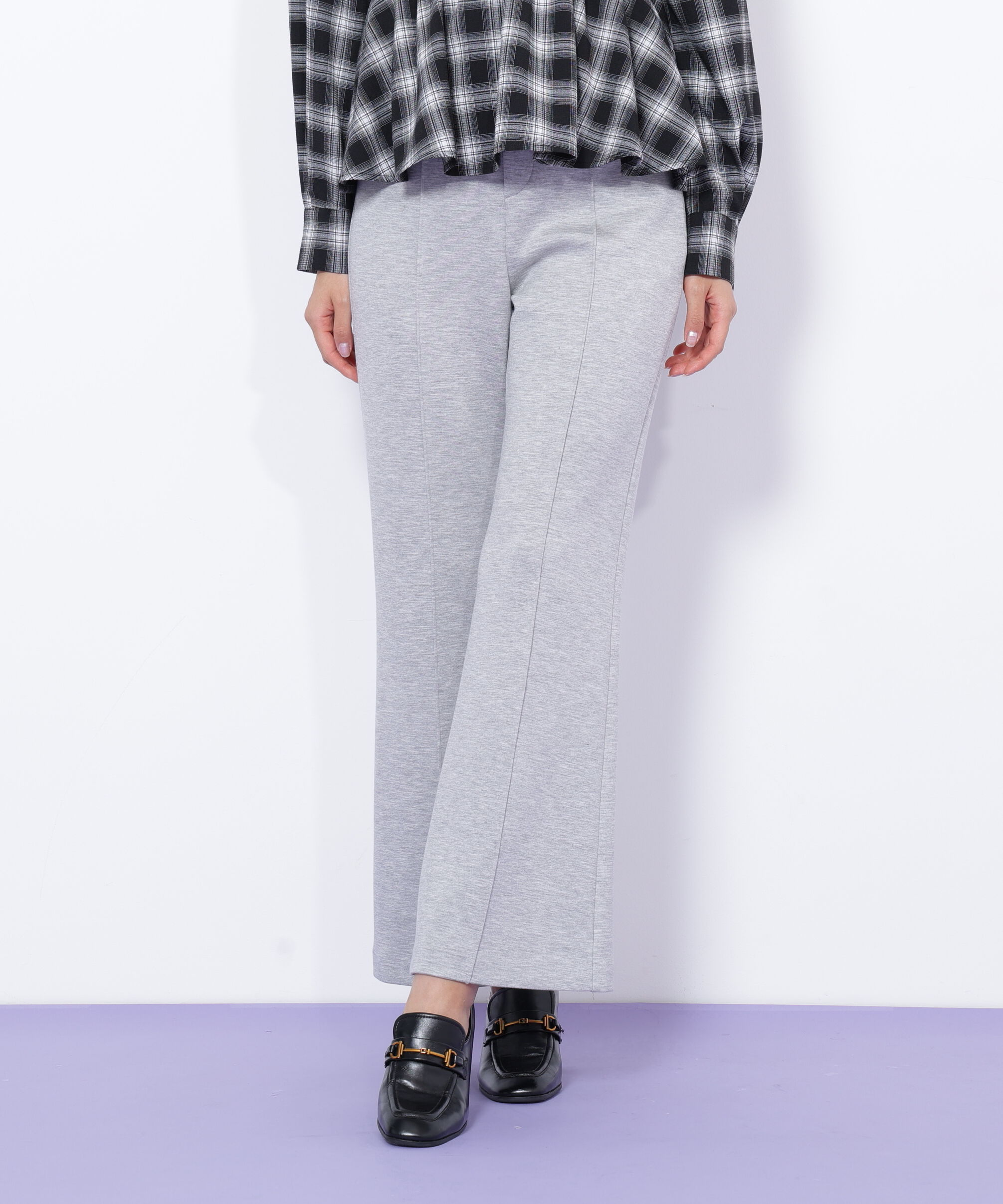  「バックリボンフレアパンツ」|その他|グレー