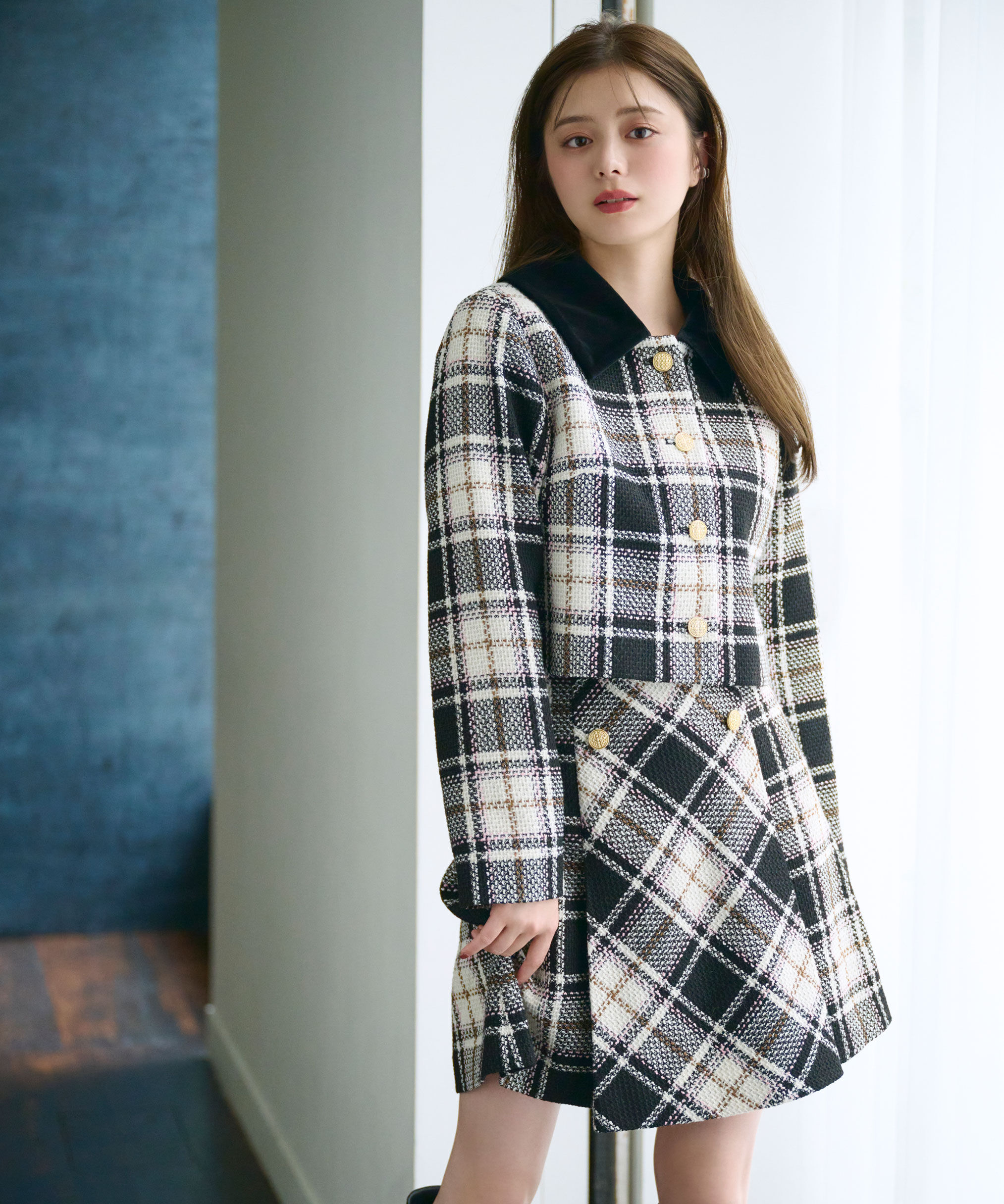  「ループヤーンチェックジャケット」|その他|ブラック1