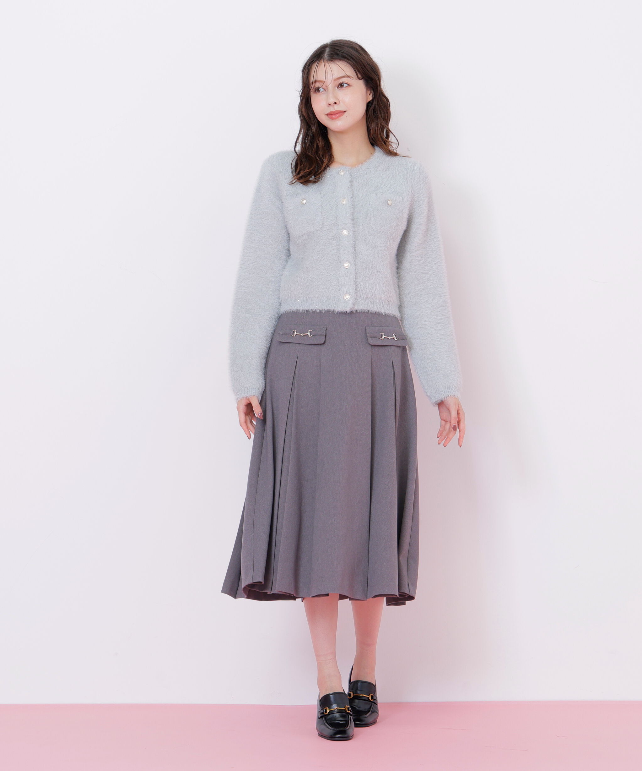  「スパンコールフェザーニットジャケット」|ニット・セーター|