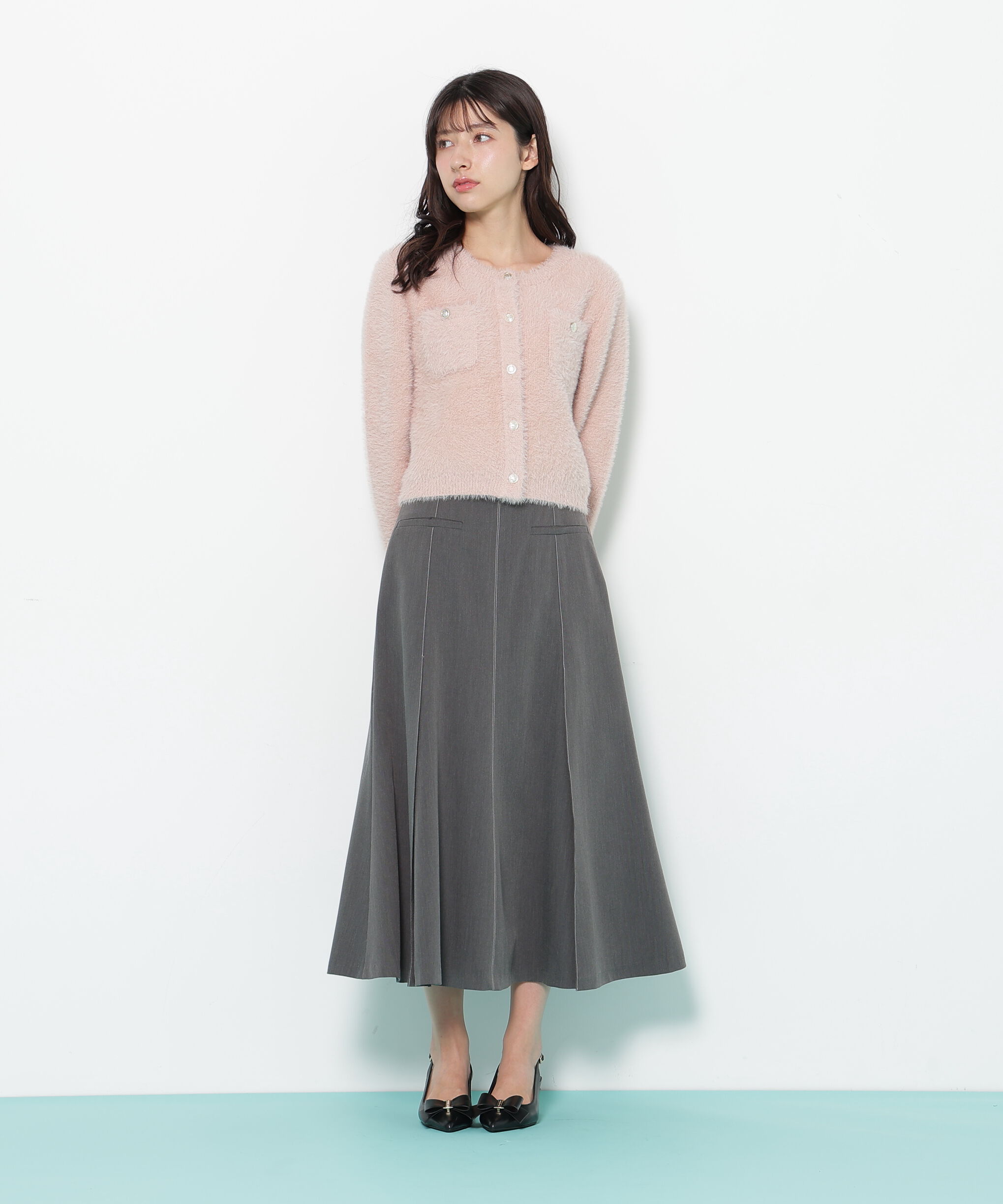  「スパンコールフェザーニットジャケット」|ニット・セーター|