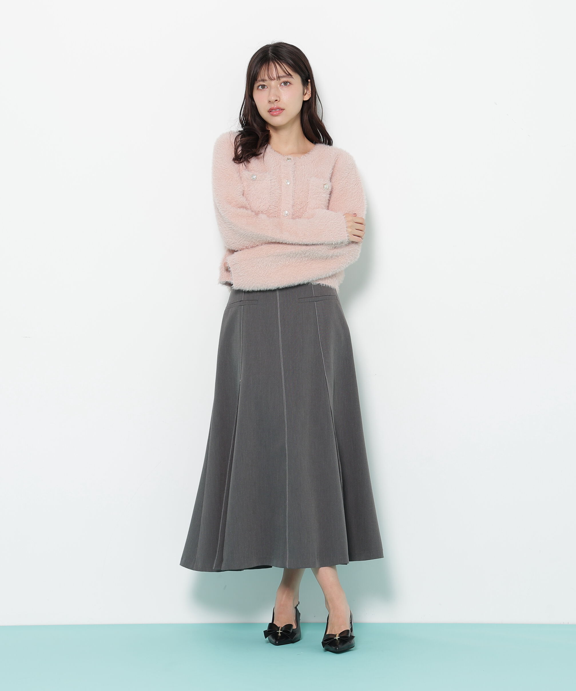  「スパンコールフェザーニットジャケット」|ニット・セーター|