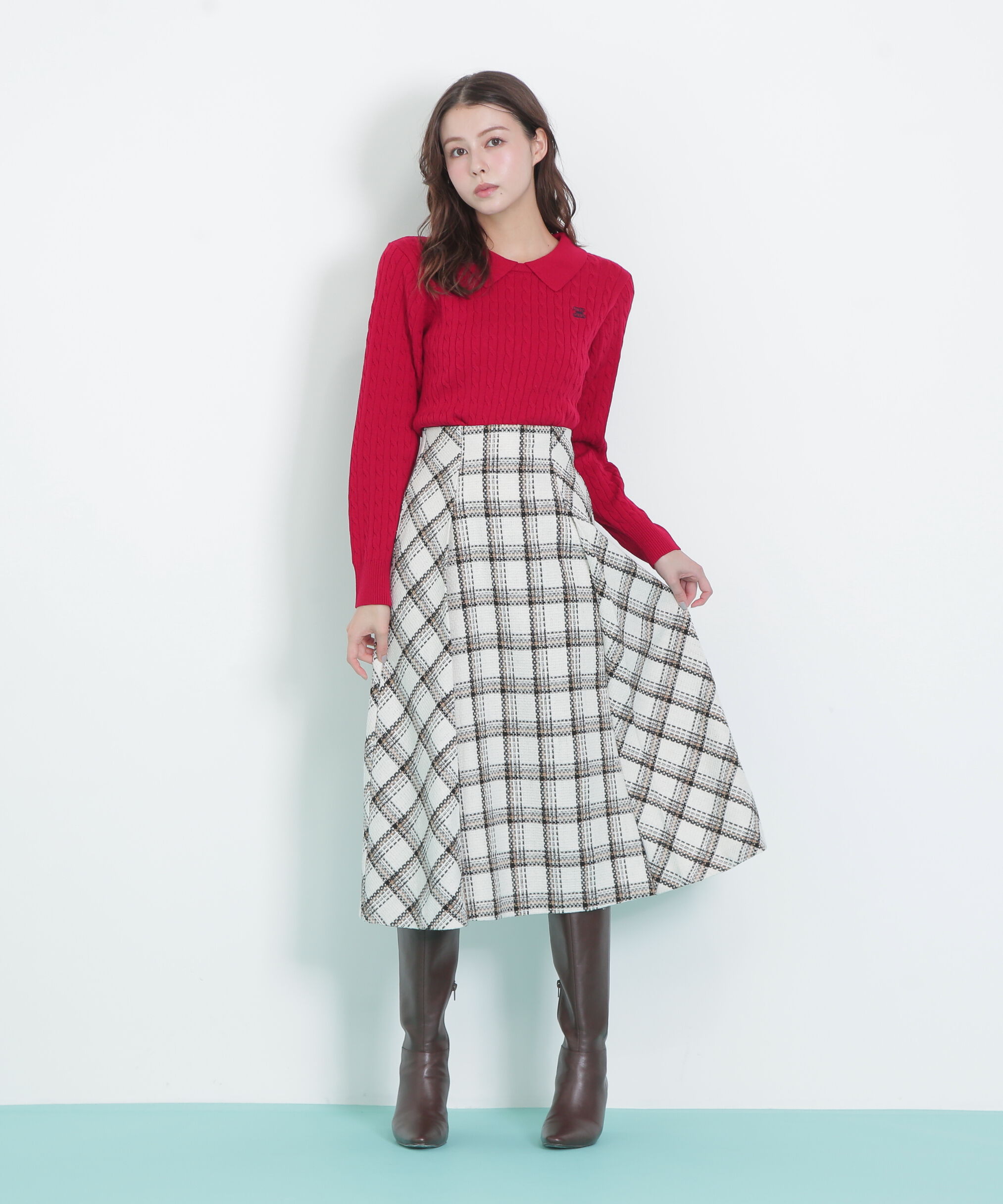  「レイヤード衿ケーブルニット」|ニット・セーター|