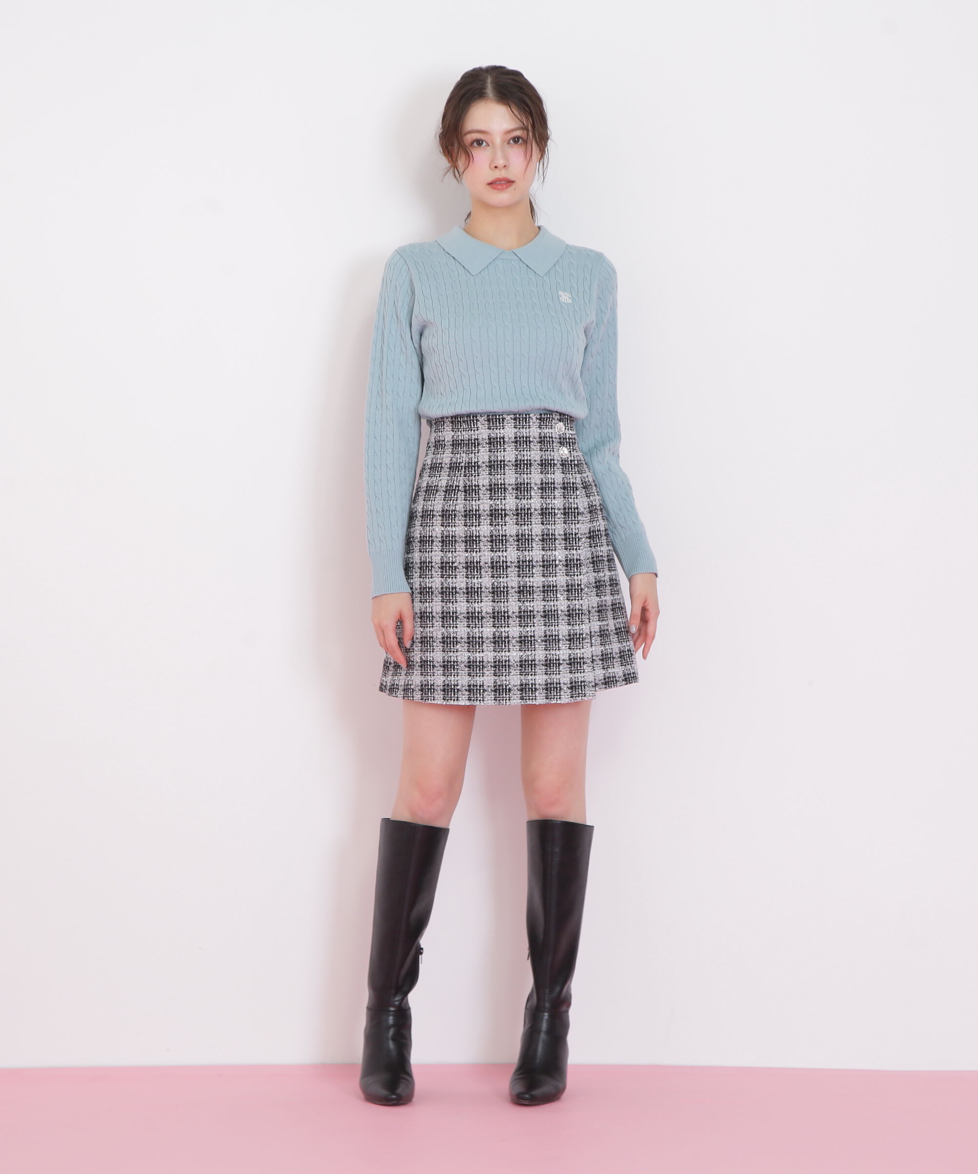  「レイヤード衿ケーブルニット」|ニット・セーター|