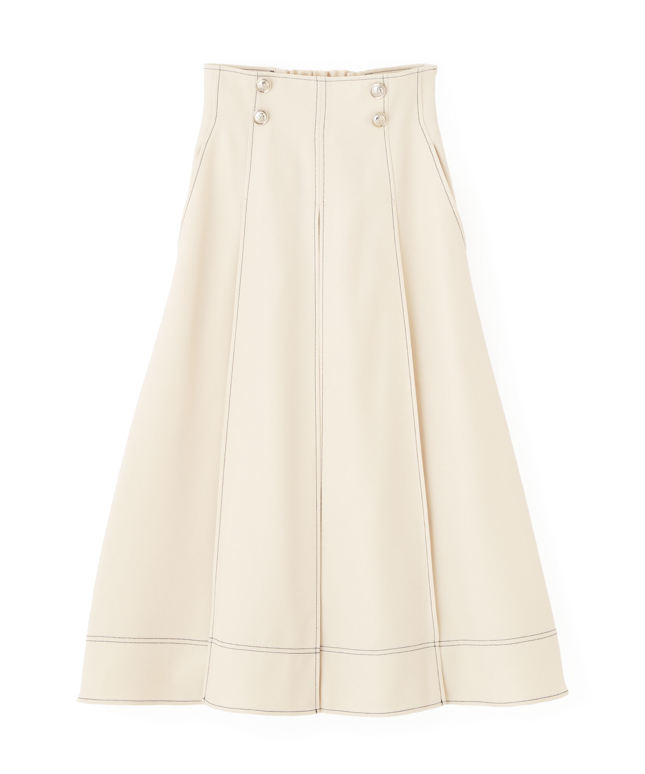  「フロント釦配色ステッチスカート」|スカート|