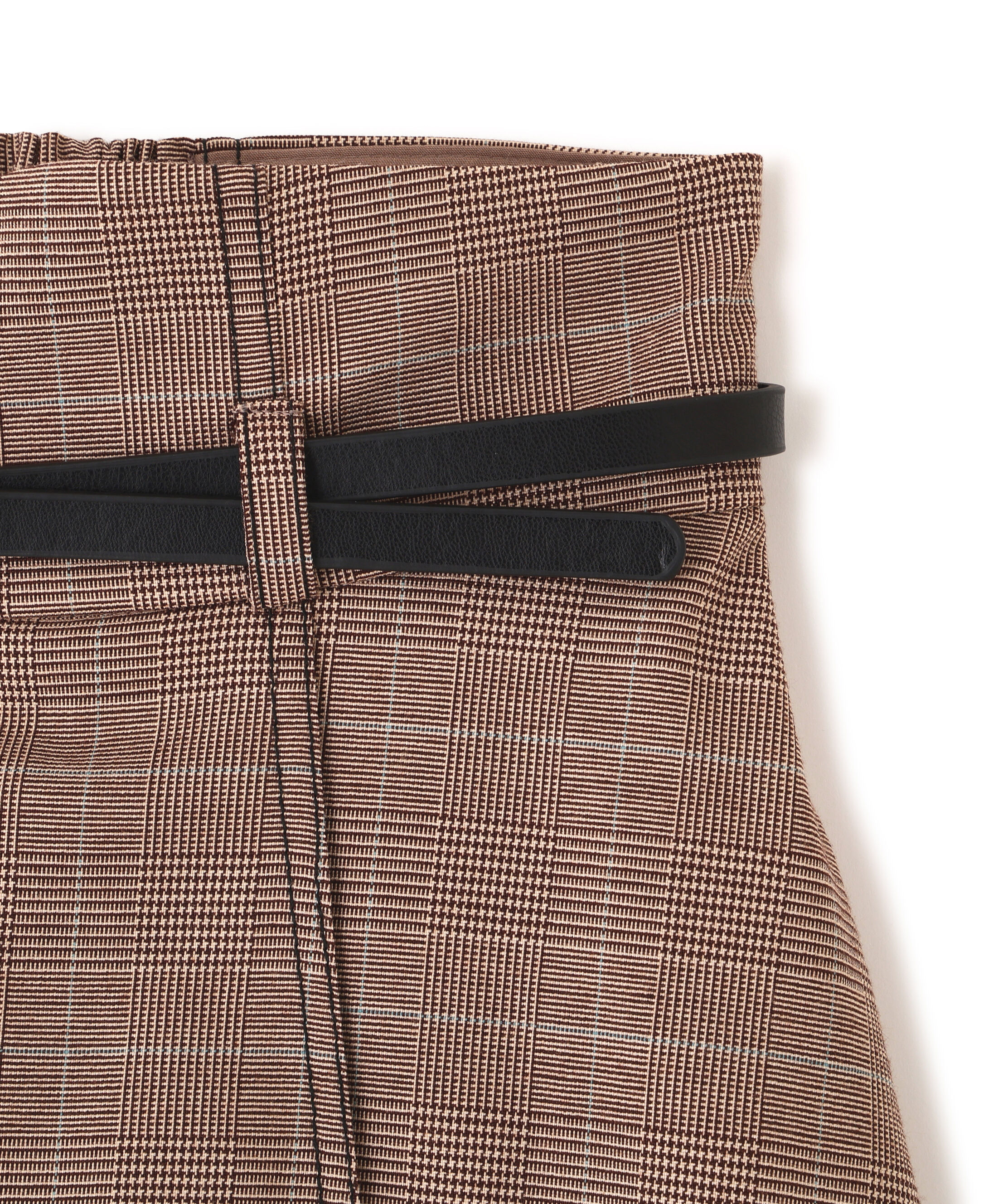  「ベルト付き配色ステッチフレアスカート」|スカート|