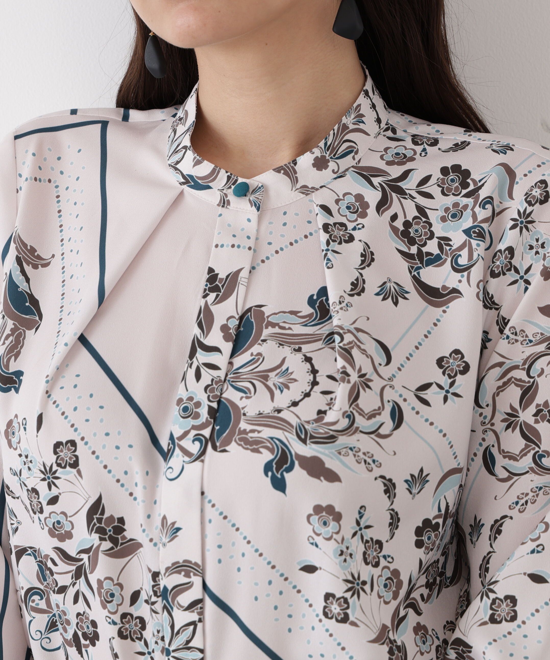  「◆フローラルスカーフプリントブラウス」|シャツ・ブラウス|