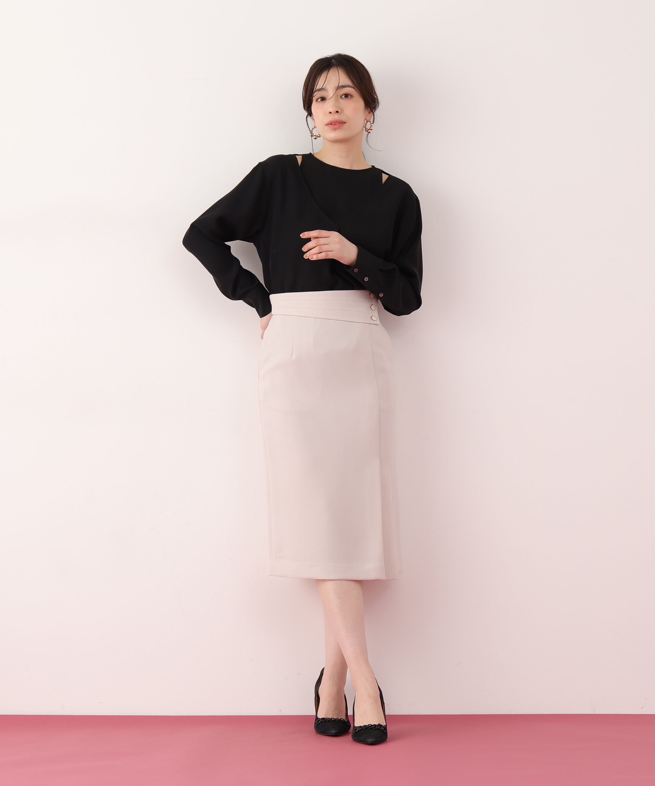  「ダブルサテンレイヤードブラウス」|シャツ・ブラウス|