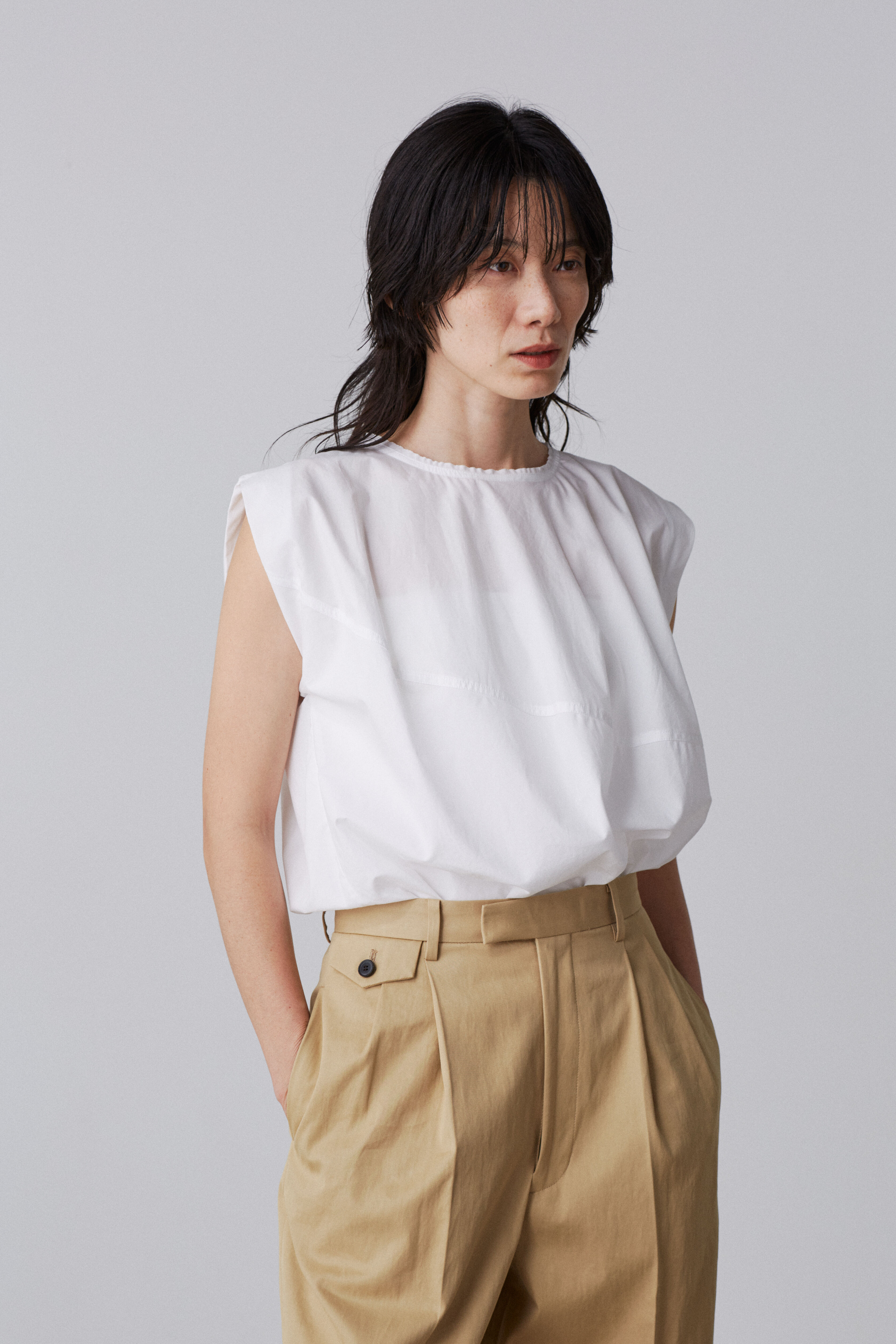 YLEVE 「YLEVE / SUVIN COTTON TYPEWRITER PULL OVER BLOUSE」|シャツ・ブラウス|ホワイト