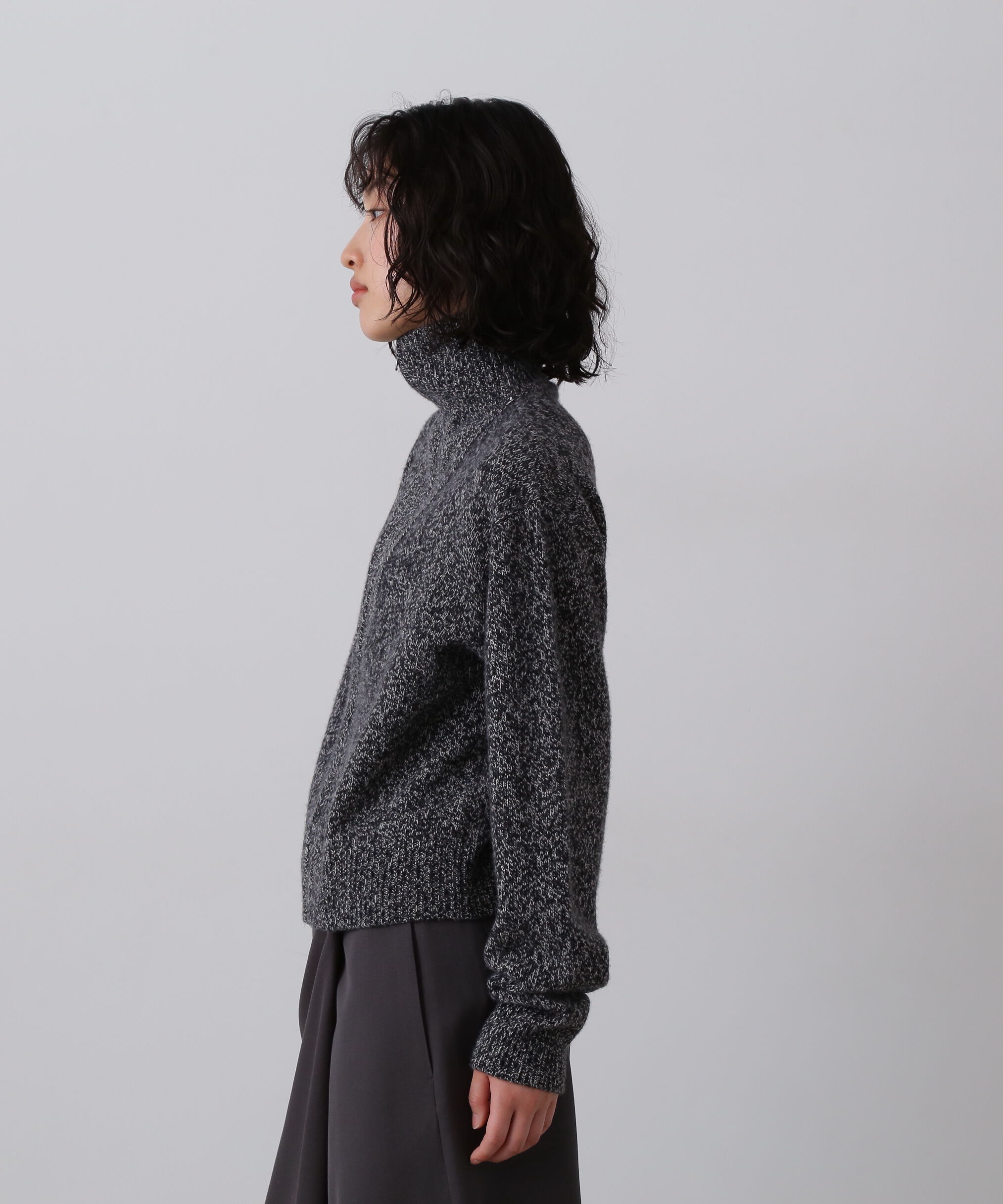 YLEVE 「YLEVE / WOOL CASHMERE MELANGE KNIT FULL ZIP PULL OVER」|ニット・セーター|