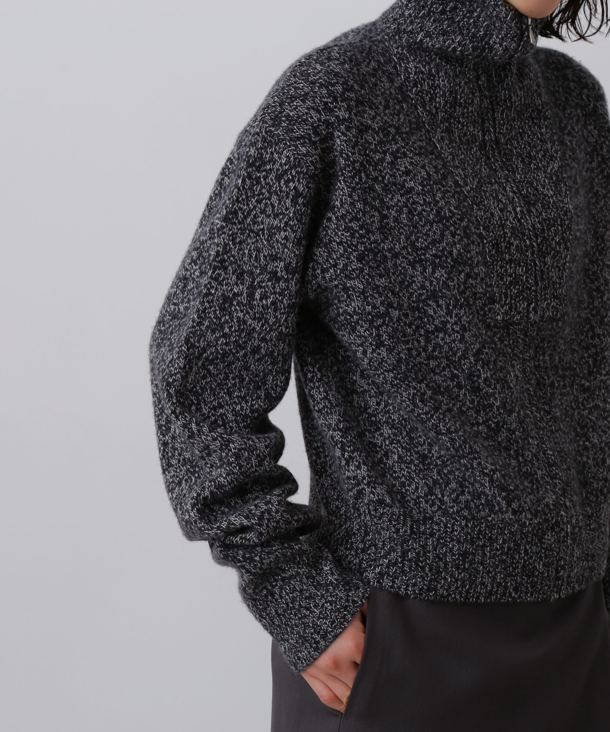 YLEVE 「YLEVE / WOOL CASHMERE MELANGE KNIT FULL ZIP PULL OVER」|ニット・セーター|