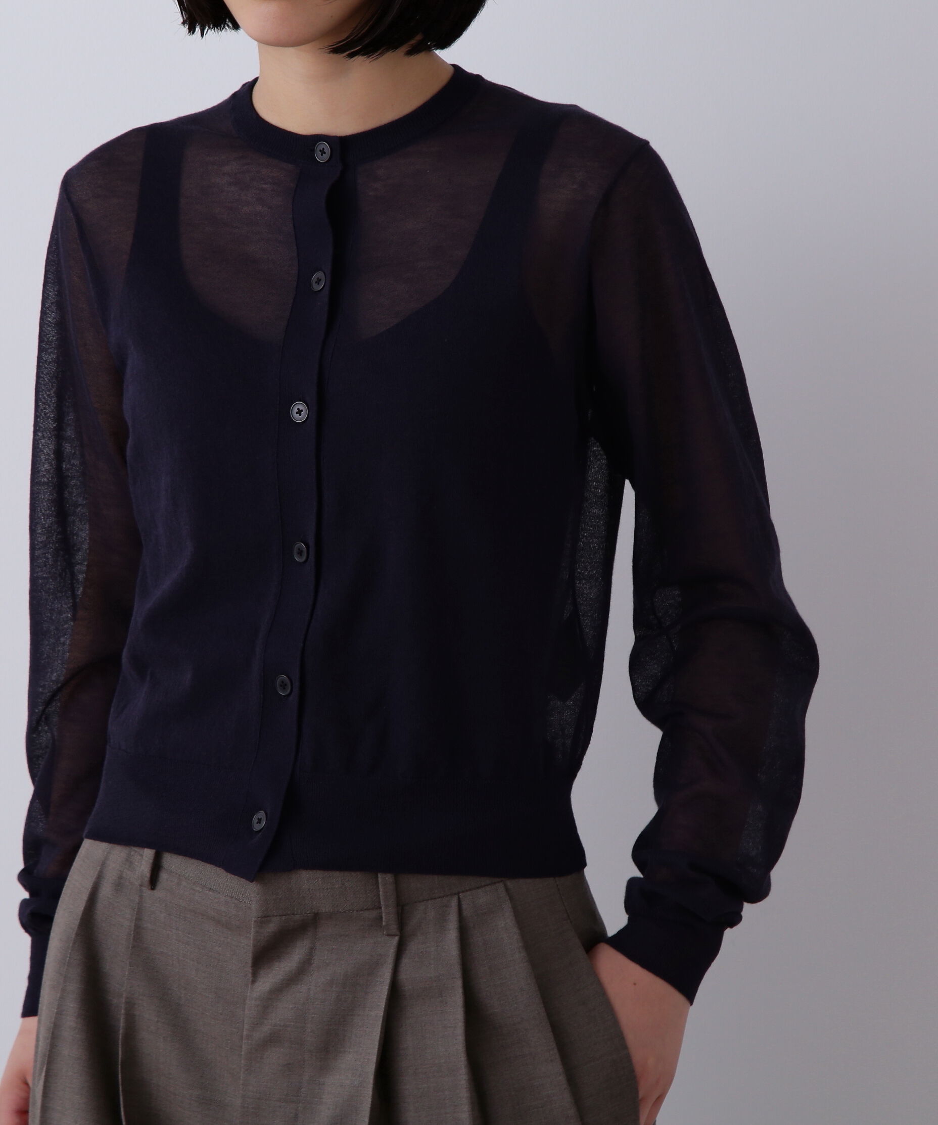 YLEVE 「YLEVE / SHEER RIB KNIT CARDIGAN」|ニット・セーター|