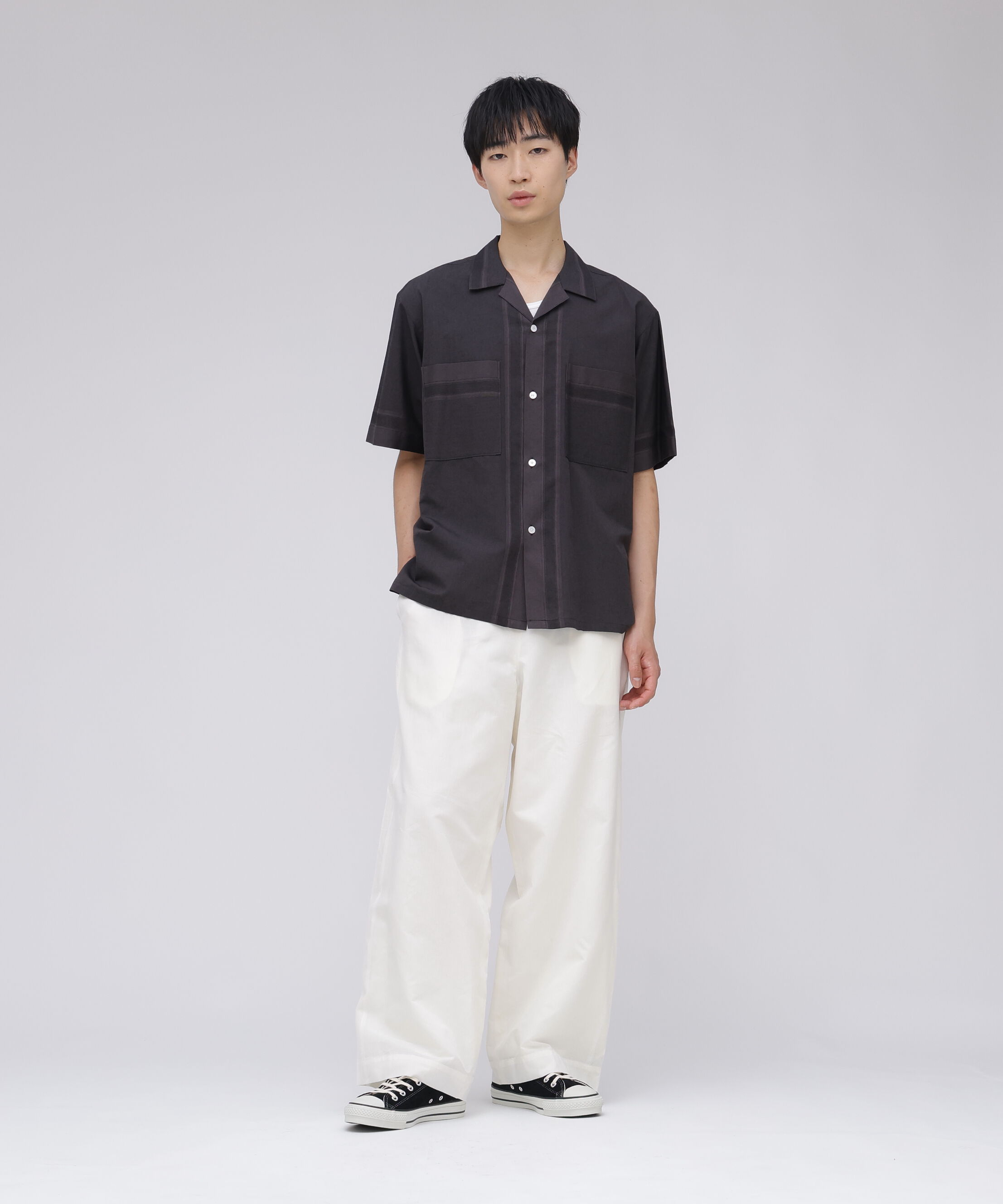 YLEVE 「YLEVE / DOBBY STRIPE CHAMBRAY OPEN COLLAR SHIRT」|シャツ・ブラウス|