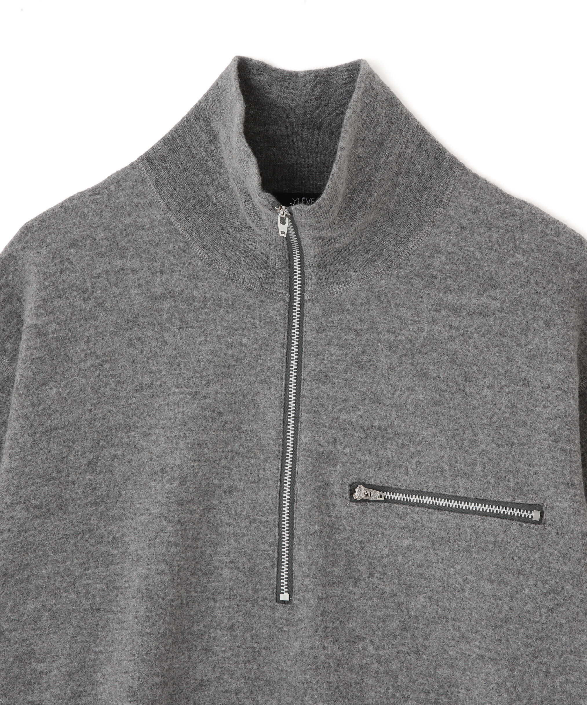 YLEVE 「YLEVE / ULTRAFINE MERINO MILLED WOOL KNIT HALF ZIP PULL OVER」|ニット・セーター|