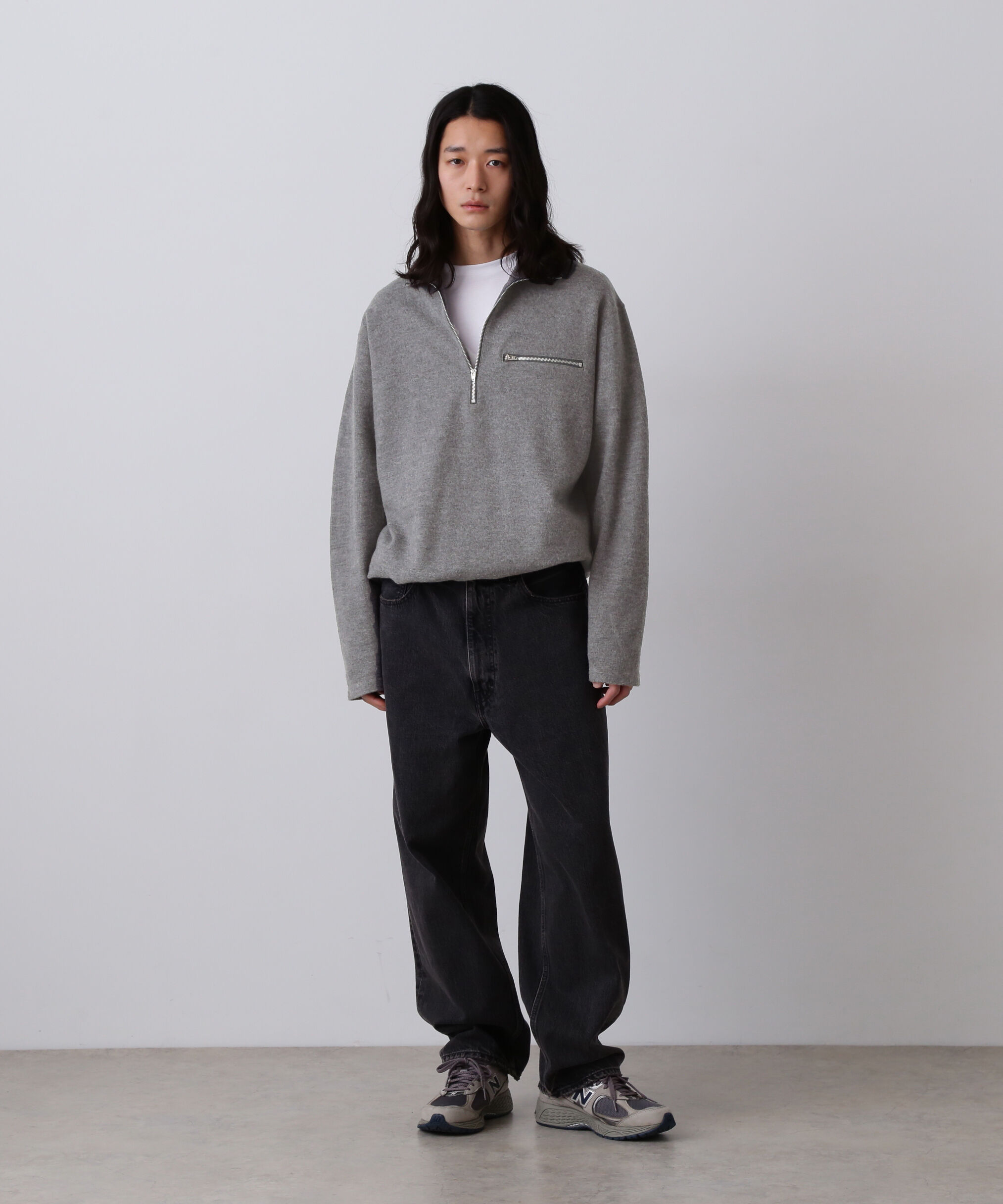 YLEVE 「YLEVE / ULTRAFINE MERINO MILLED WOOL KNIT HALF ZIP PULL OVER」|ニット・セーター|