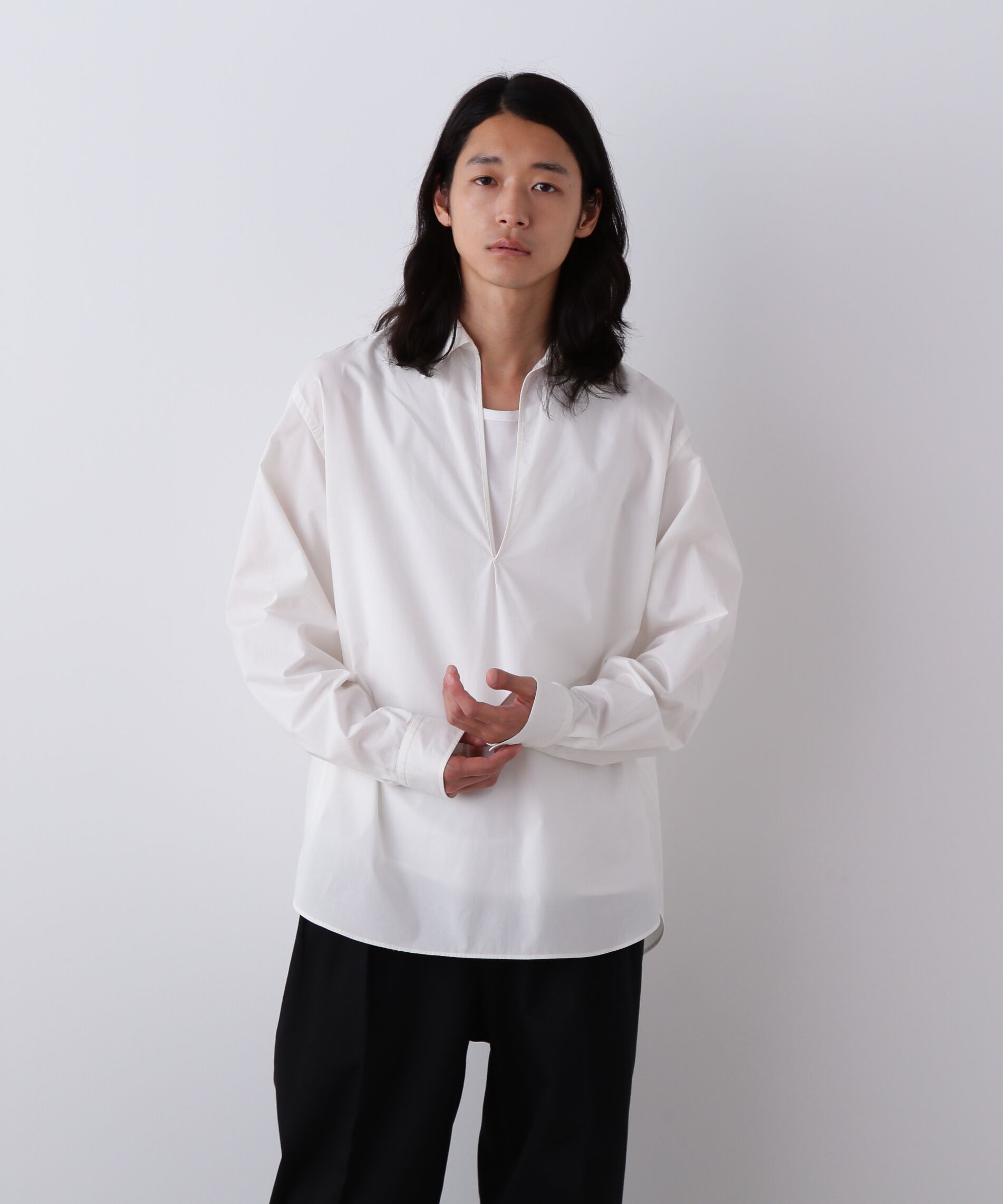 YLEVE 「YLEVE / COTTON SILK TYPEWRITER SKIPPER SHIRT」|シャツ・ブラウス|ホワイト