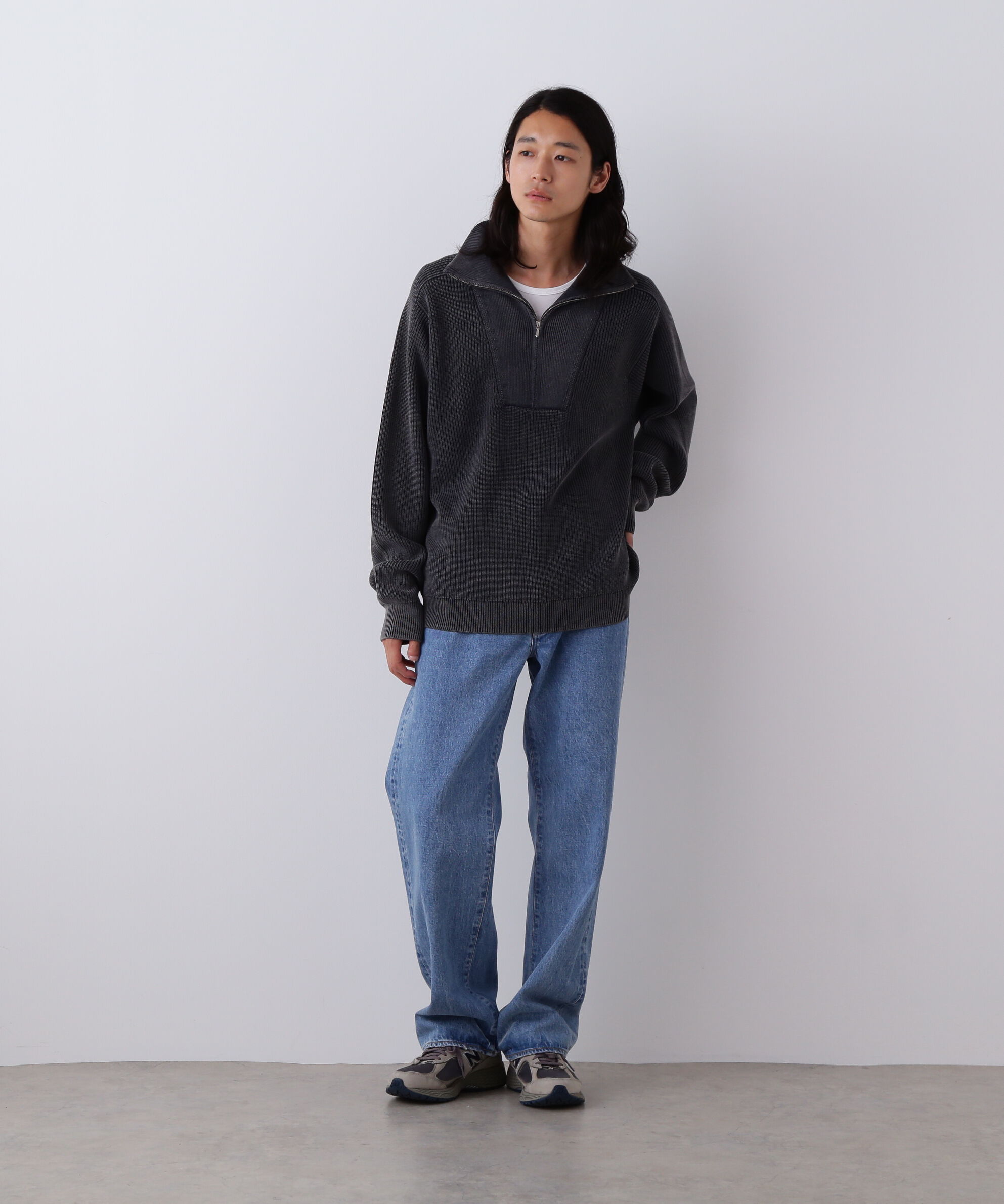 YLEVE 「YLEVE / FADED STONEWASH KNIT ZIP PULLOVER」|ニット・セーター|